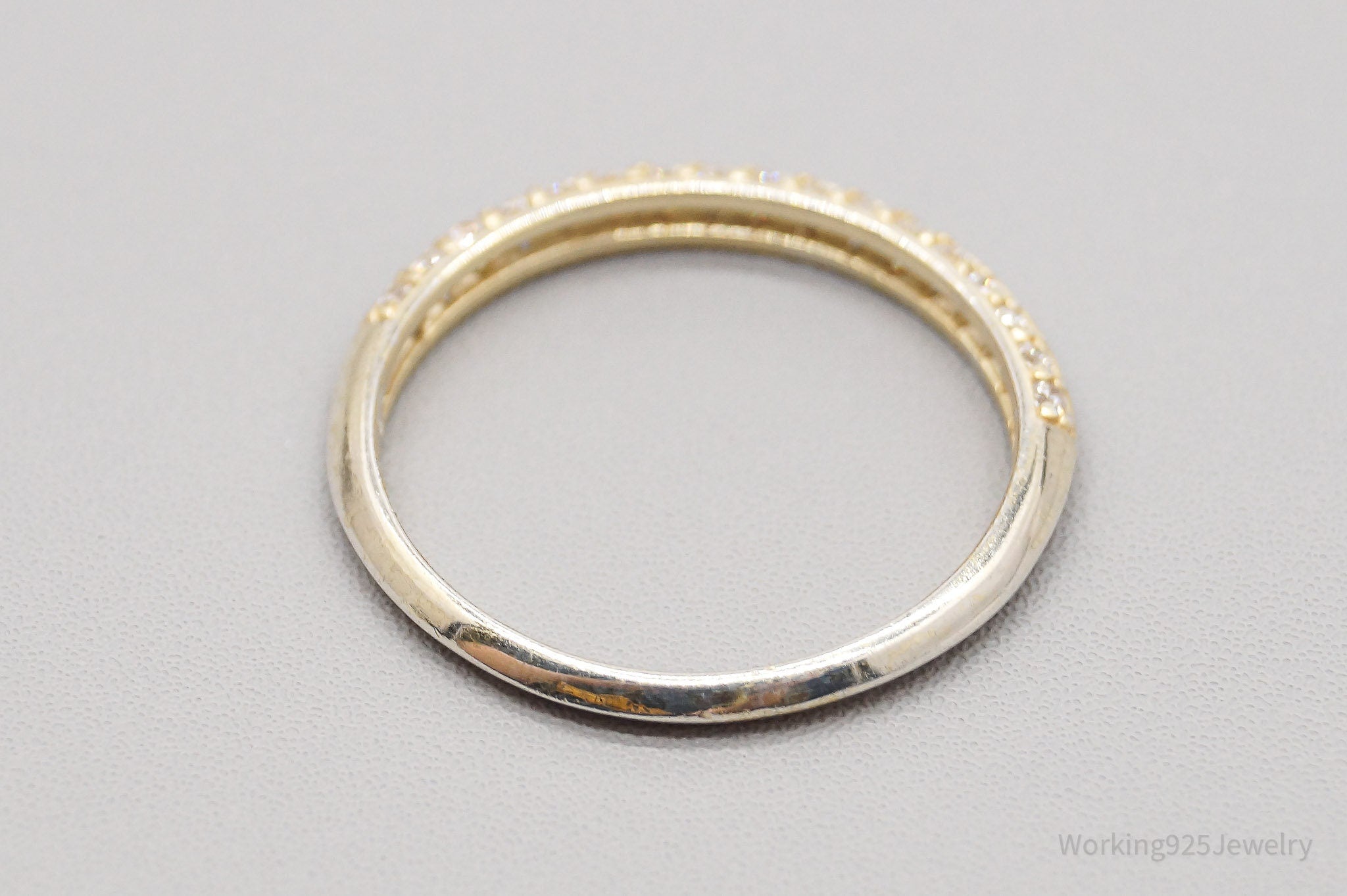 Vintage Cubic Zirconia Gold Vermeil Sterling Silver Band Ring - Size 10