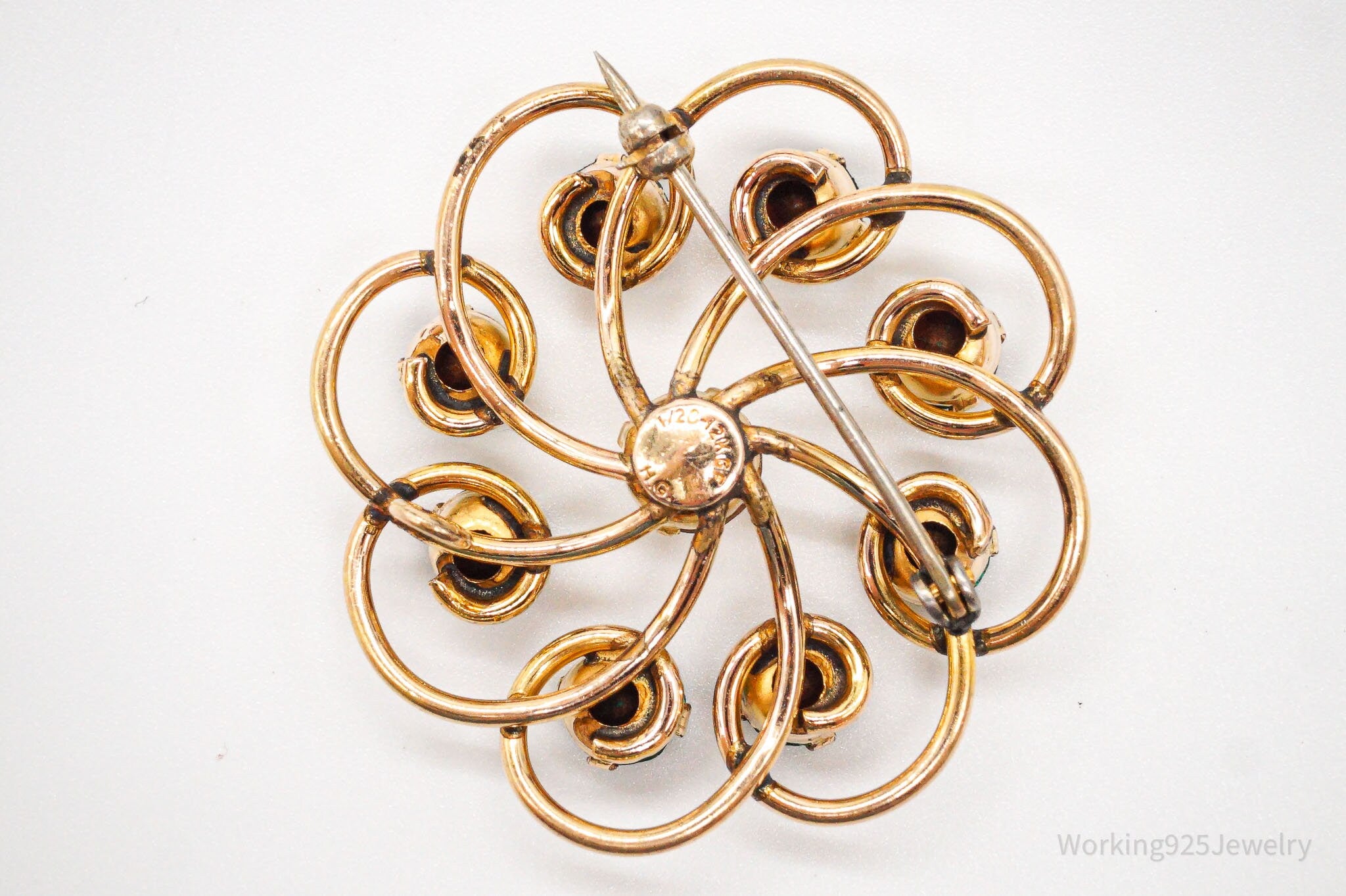 Vintage 1950s Henry Griffith 12K Gold Filled Rhinestone Flower Brooch Pin Pendant