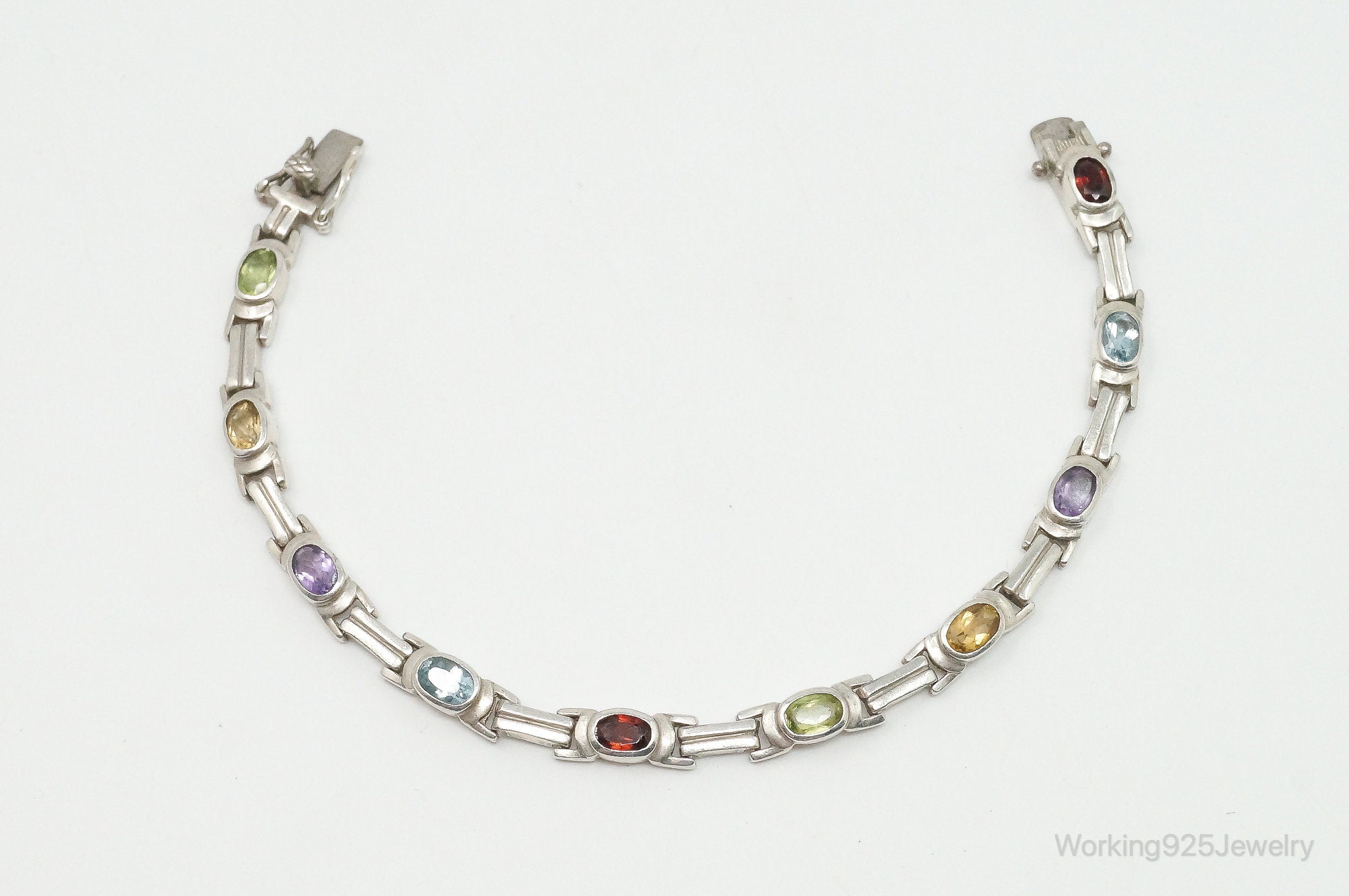 Vintage Multi Gem Sterling Silver Bracelet