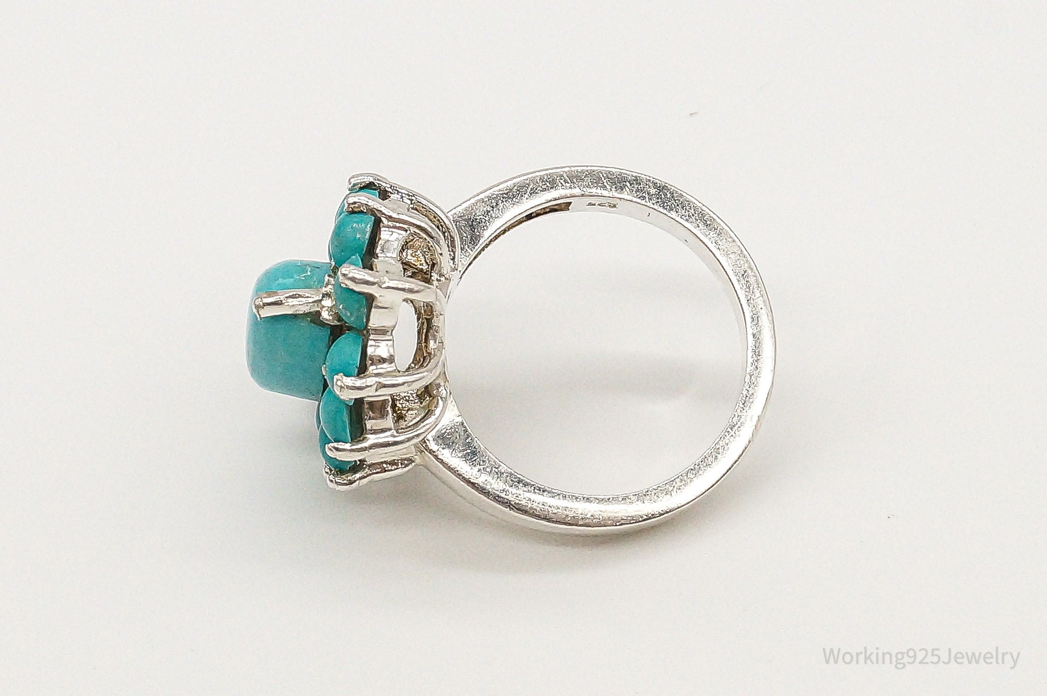 Vintage Southwestern Style Turquoise Sterling Silver Ring - Size 6.25