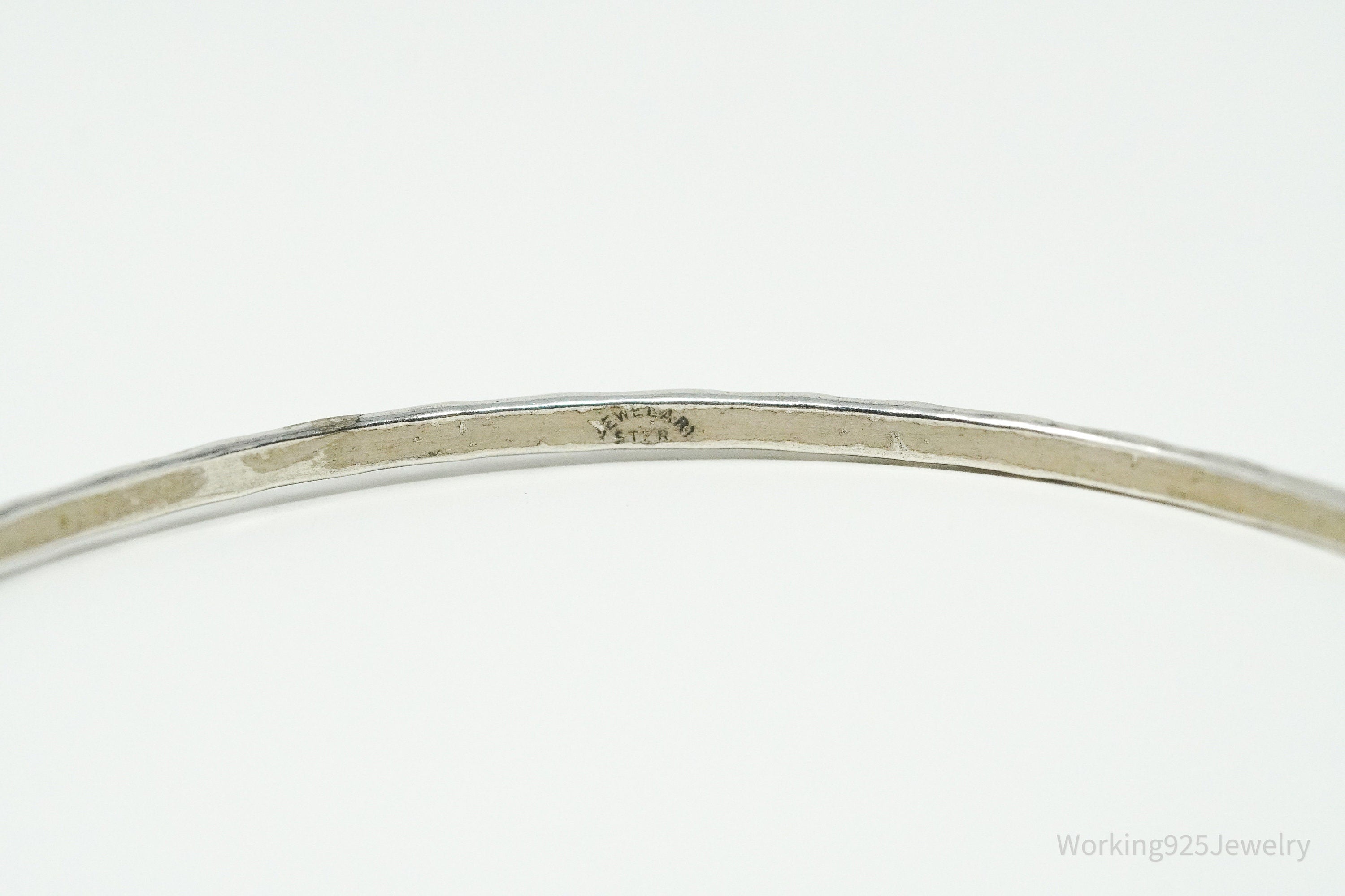 Vintage Designer JewelArt Art Deco Sterling Silver Bangle Bracelet 8"