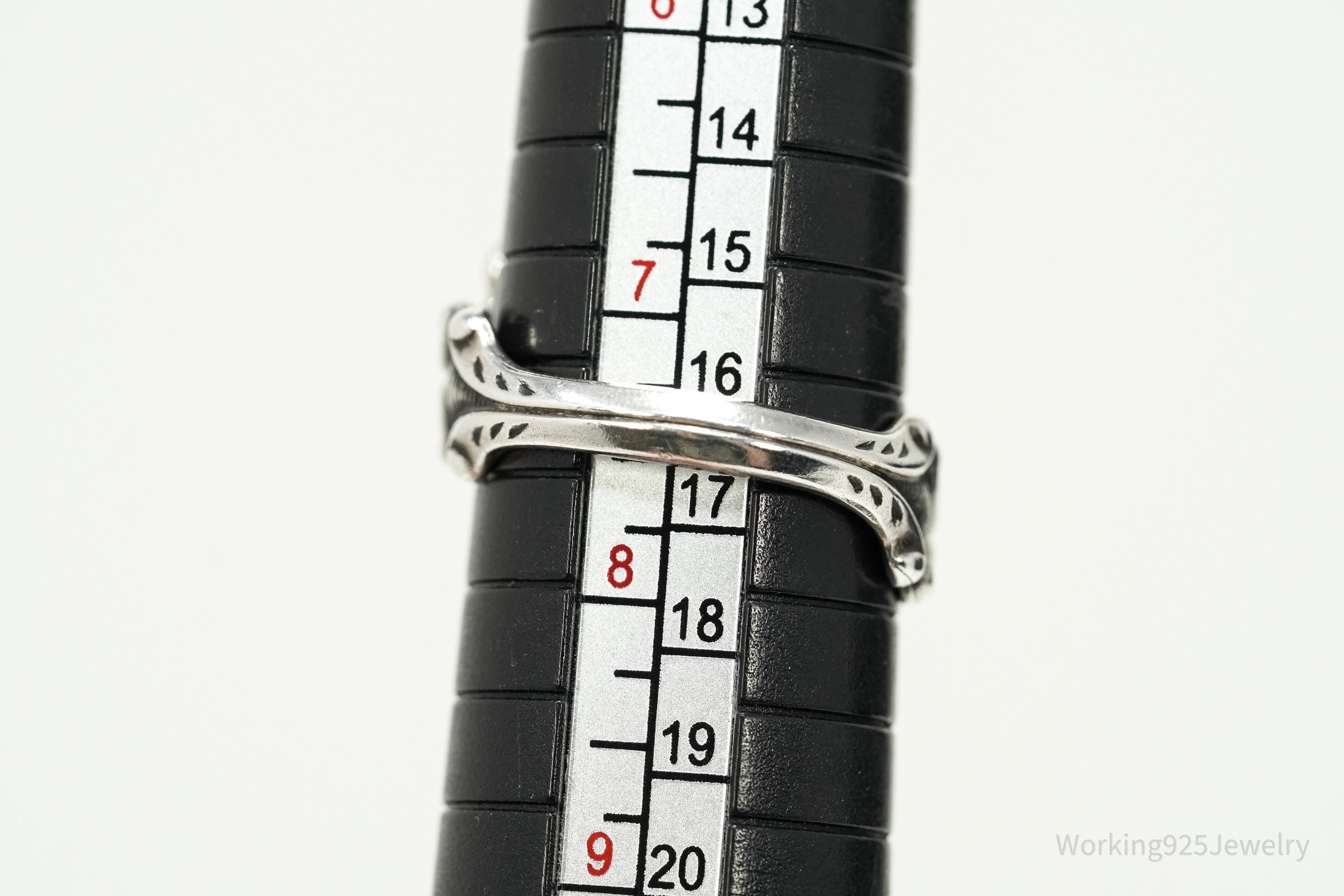 Vintage Avon Hearts & Flowers Sterling Silver Adjustable Wrap Spoon Ring - Size 7.5