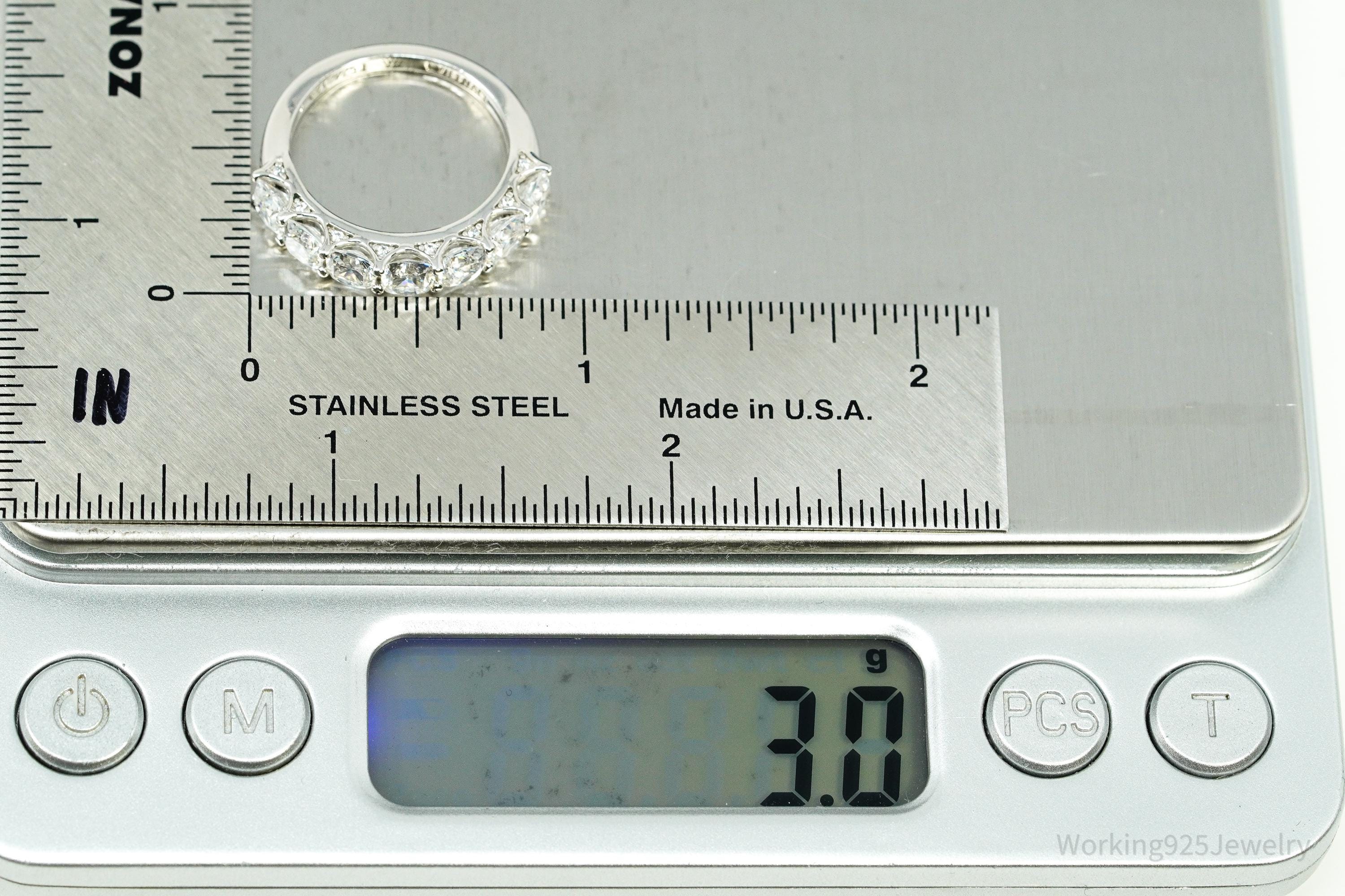 Vintage Cubic Zirconia Sterling Silver Band Ring - Size 6