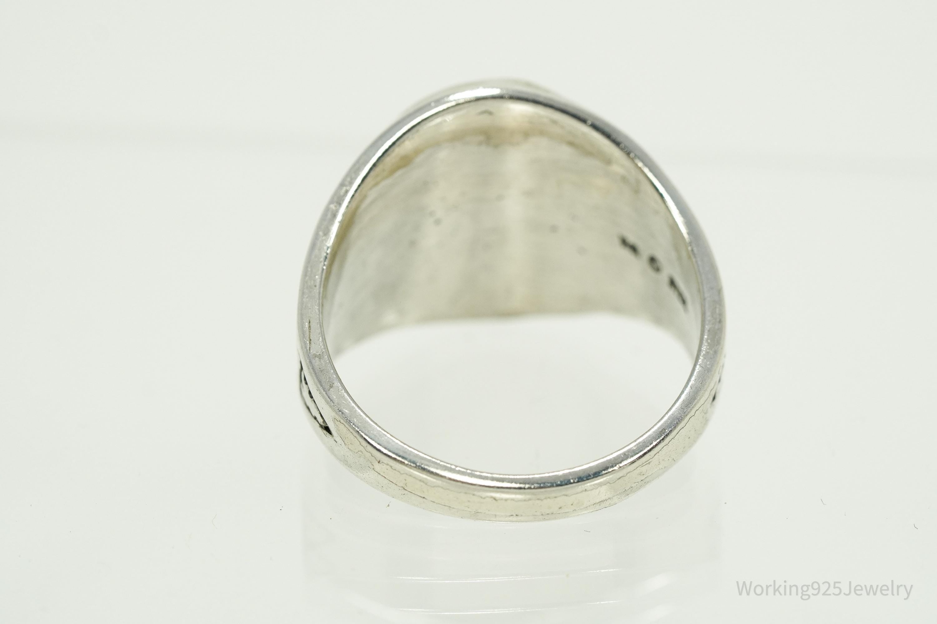 Vintage WMCO Turquoise ThunderBird Design Sterling Silver Ring - Size 15