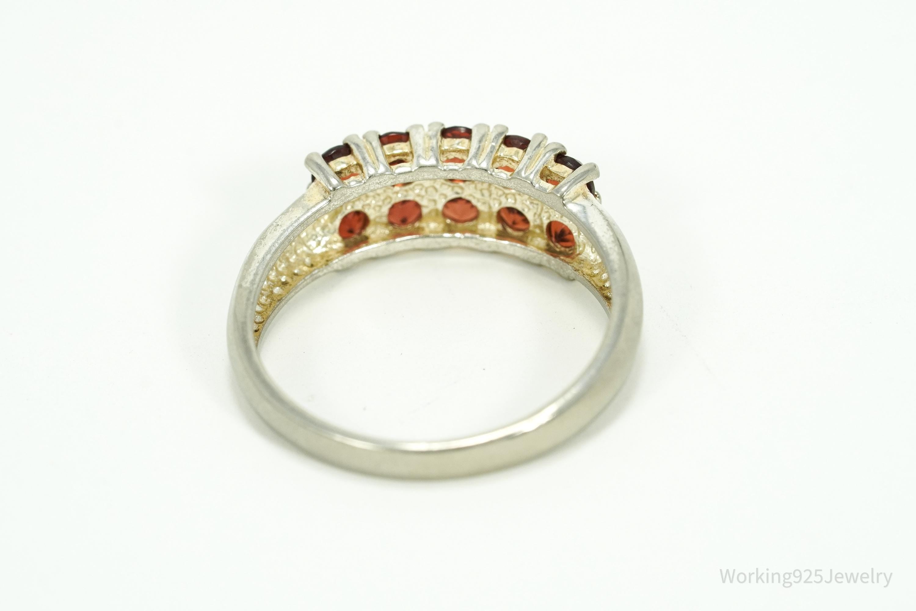 Vintage Garnet Sterling Silver Ring - Size 8