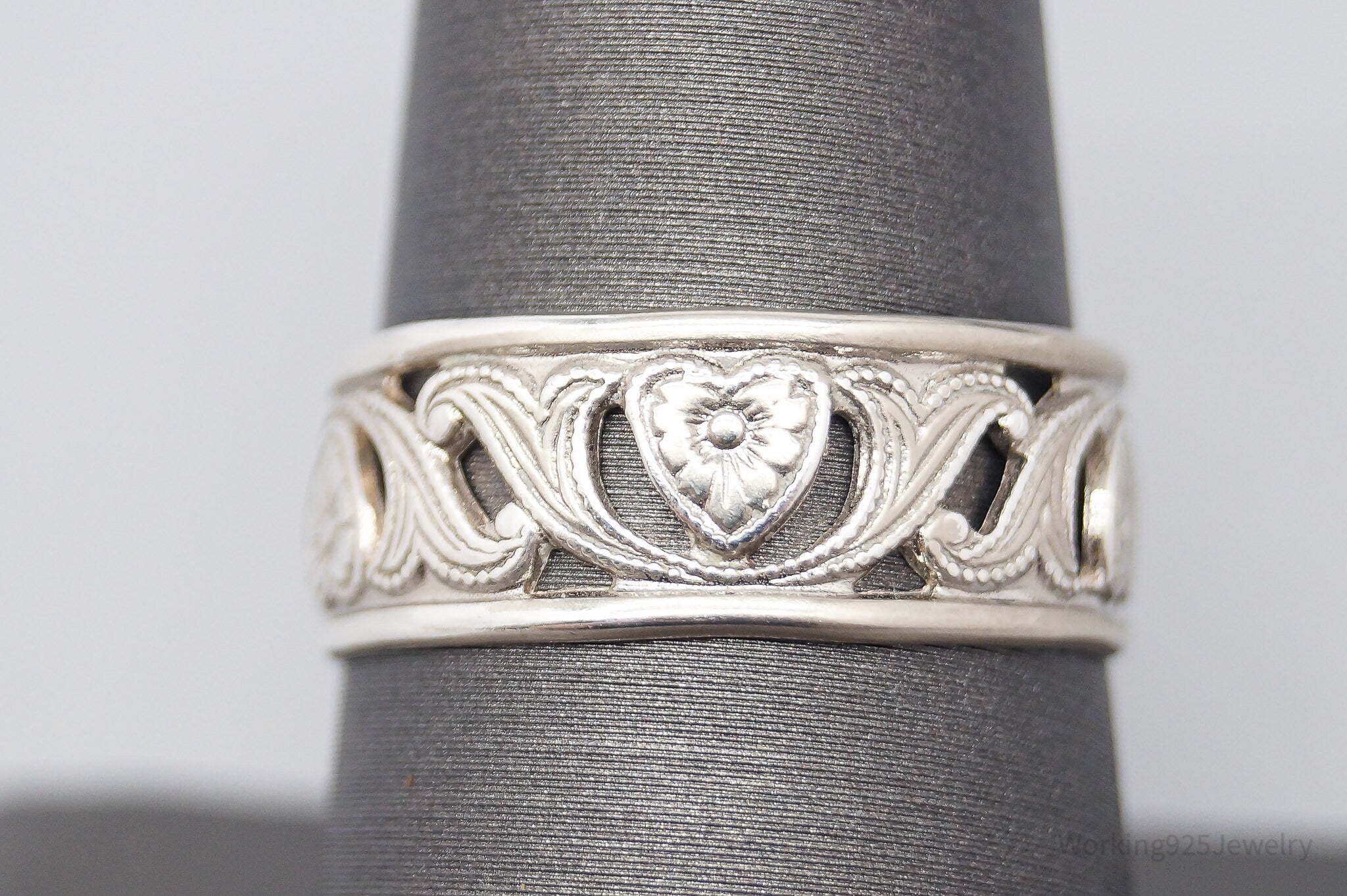 Antique Vintage SETA Ornate Sterling Silver Band Ring - Size 8.75