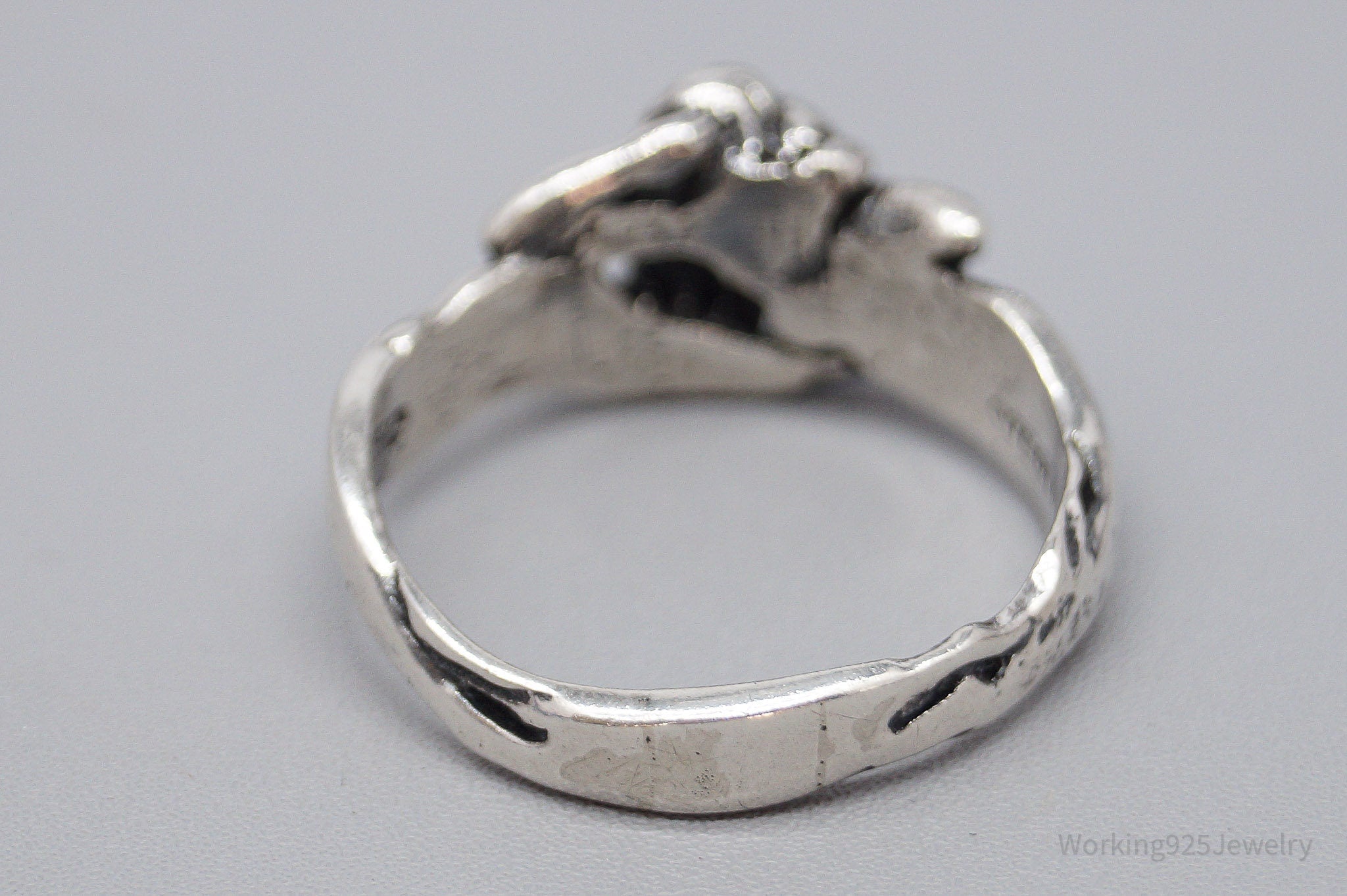 Vintage Kissing Couple Lovers Sex Sterling Silver Ring - Size 12.5