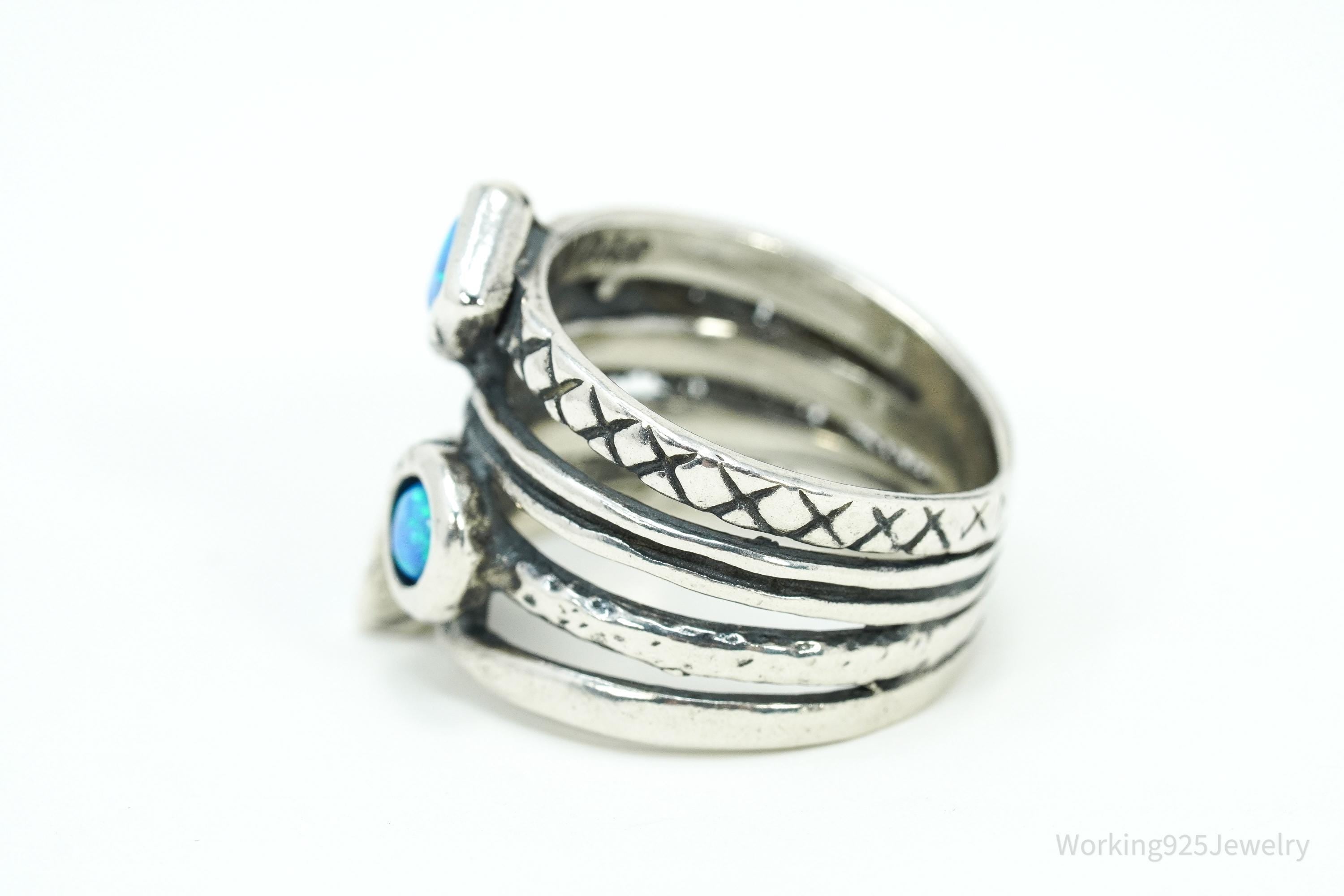 Vintage Shablool Didae Israel Blue Opal Sterling Silver Ring - Size 7.25