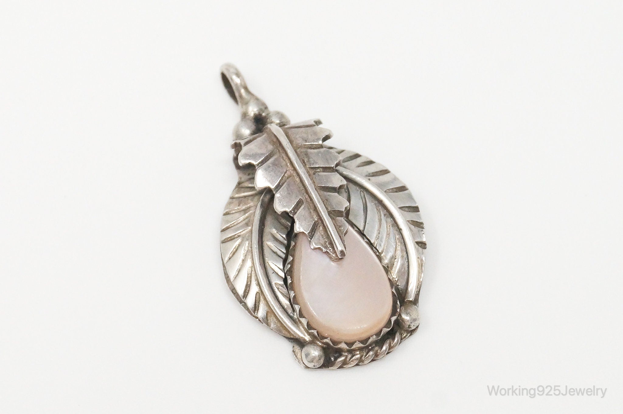 Vintage Native American Mother Of Pearl Sterling Silver Pendant