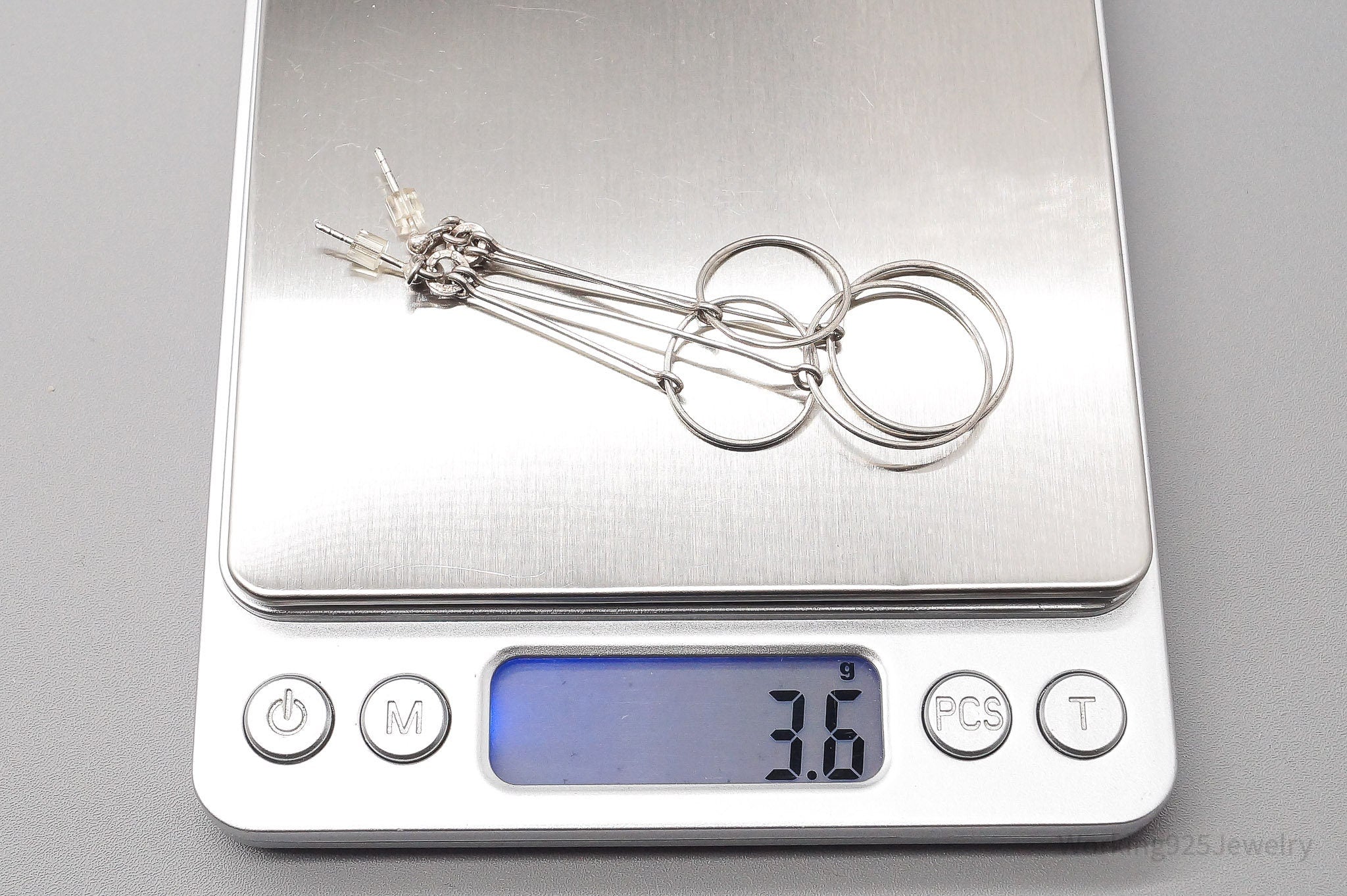 Vintage Geometric Modernist Style Sterling Silver Earrings