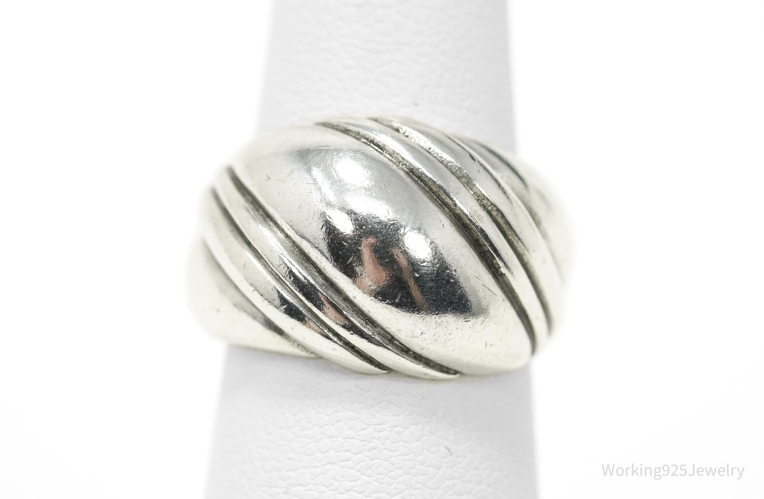Vintage Designer Kabana Puffy Style Sterling Silver Ring - Size 7