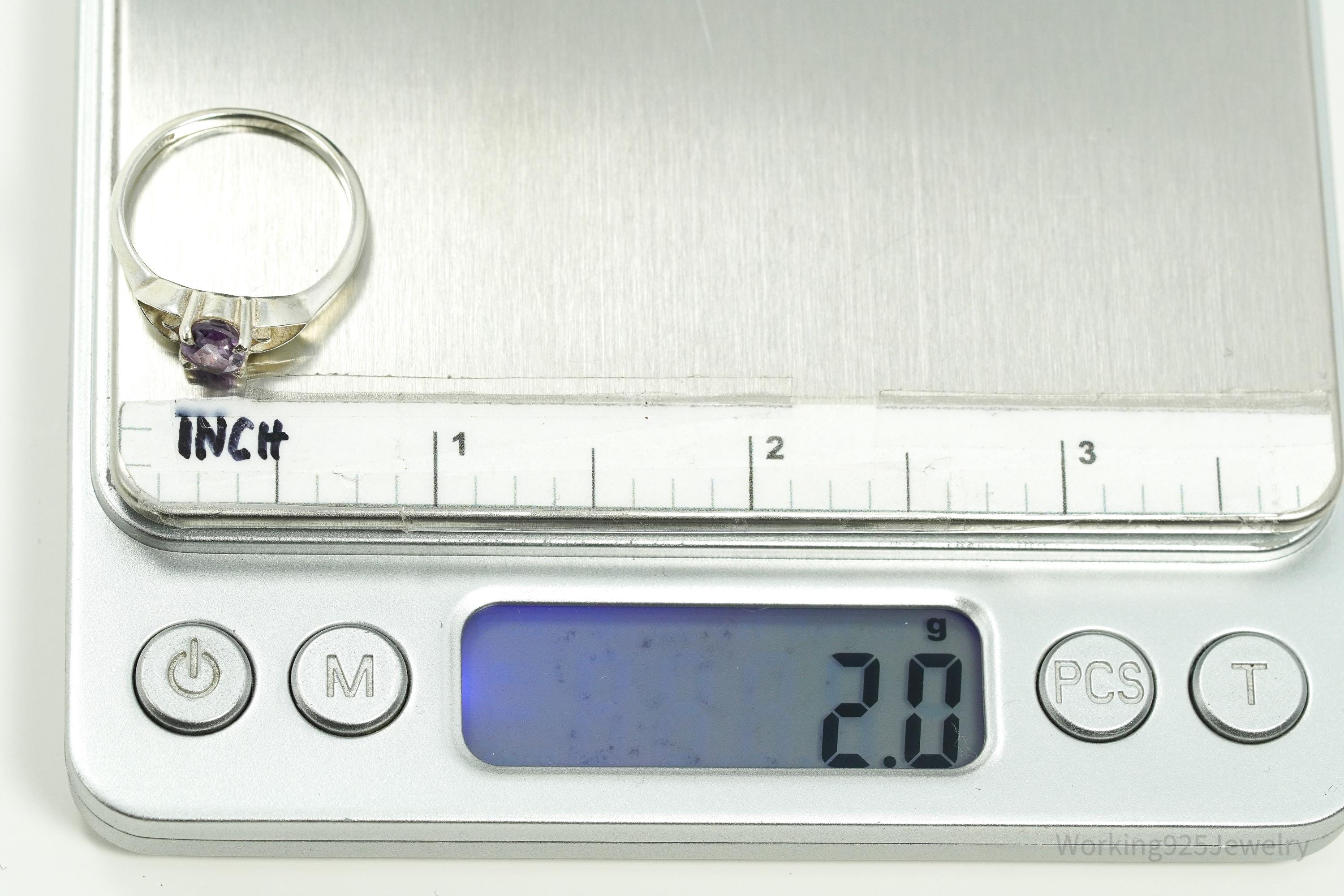 Vintage Amethyst Sterling Silver Ring - Size 8.25