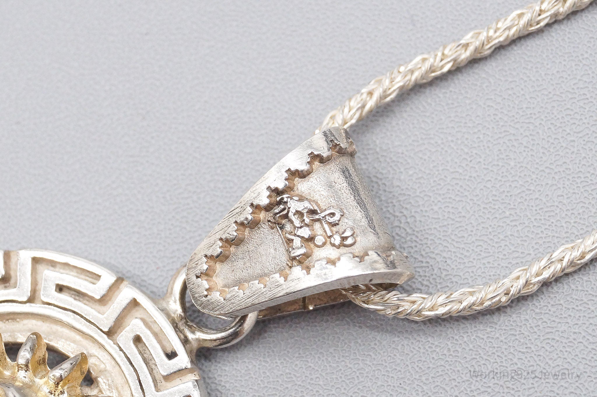 Vintage Mexico Golden Sun Sterling Silver Chain Necklace 18"