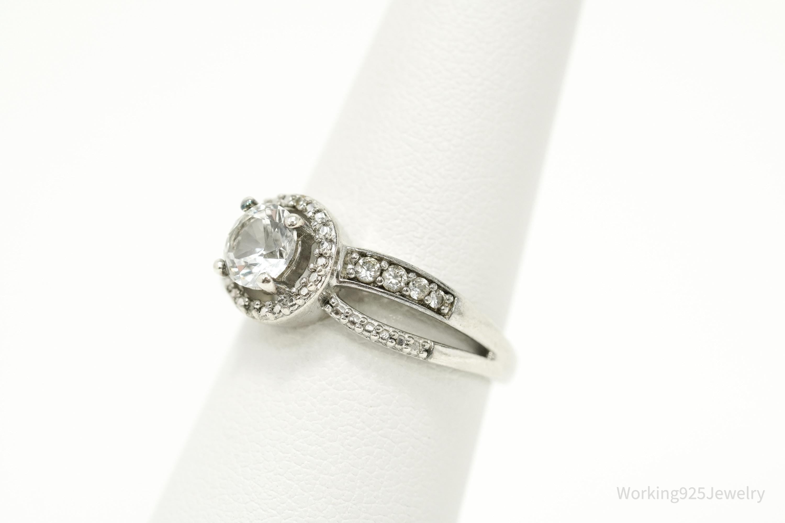 Vintage Cubic Zirconia Sterling Silver Ring - Size 7