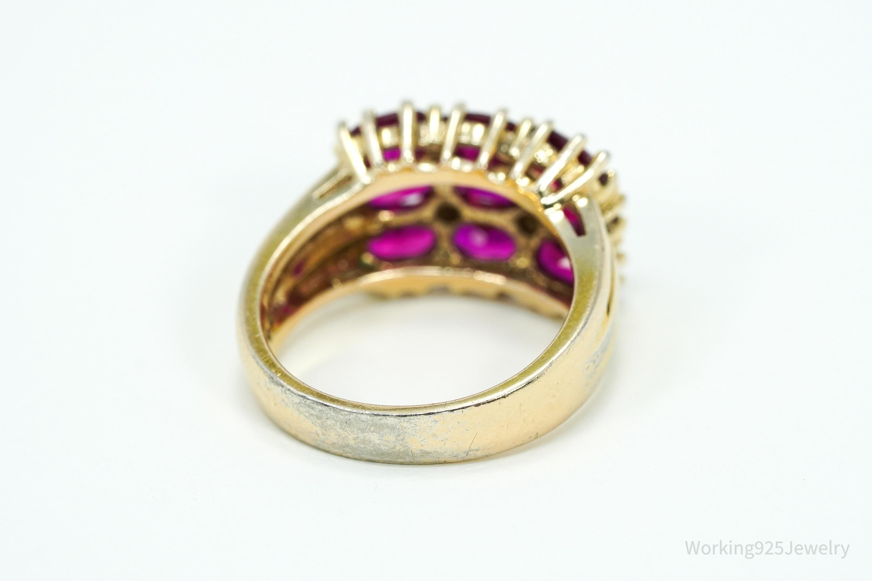 Designer Ross Simons Ruby & Diamond Gold Over Sterling Silver Ring - Size 9