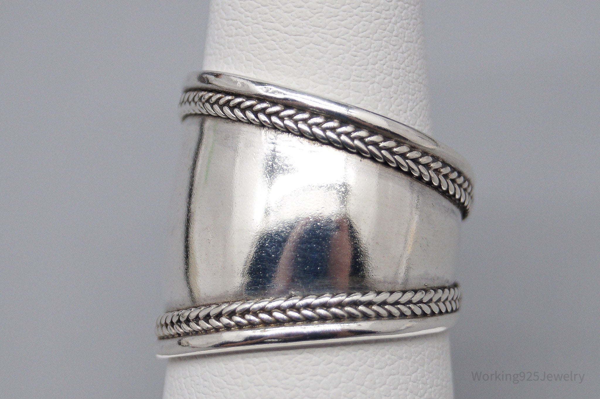 Vintage Sterling Silver Wide Band Ring - Size 7.75