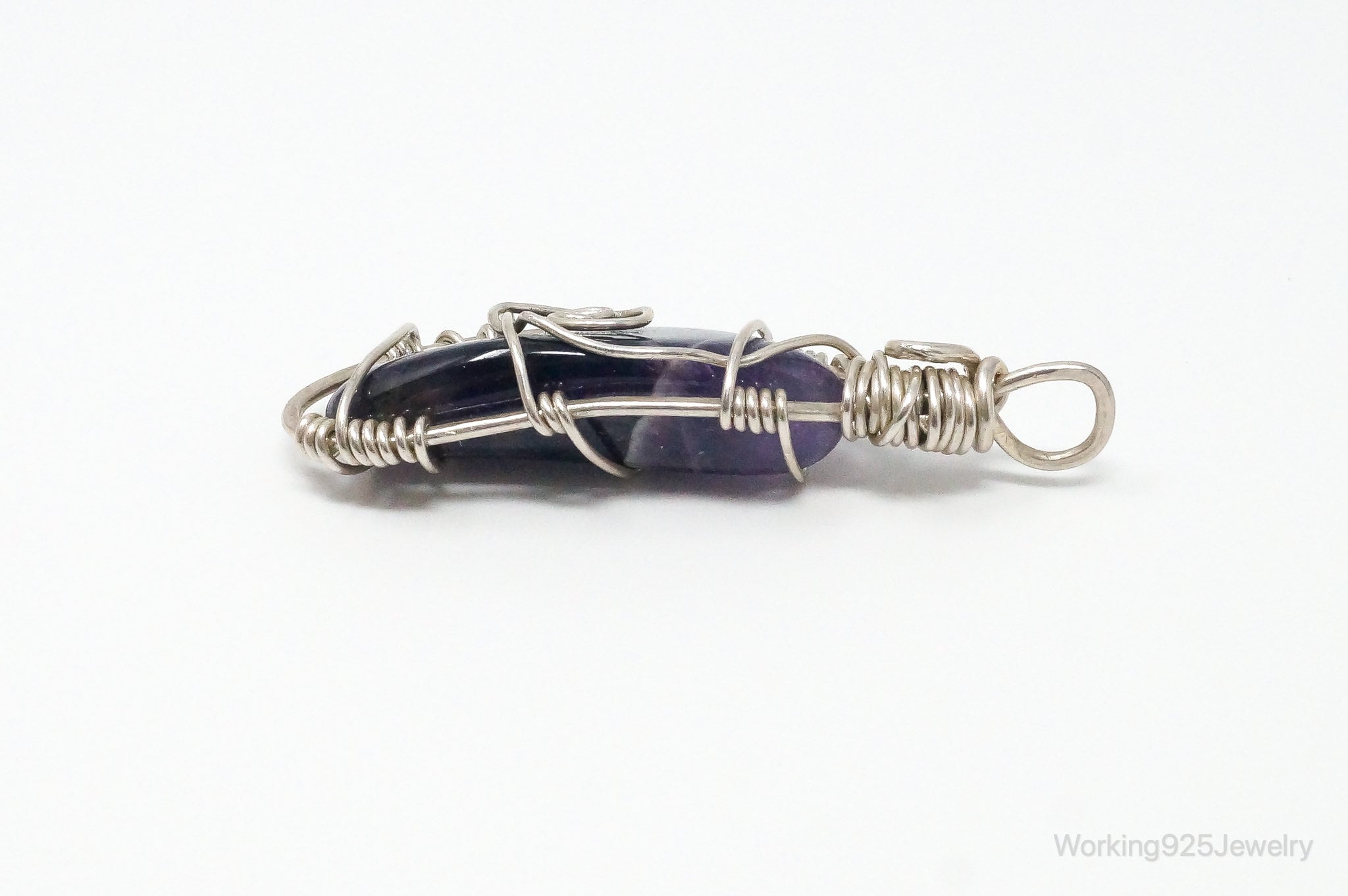 Vintage Large Amethyst Sterling Silver Necklace Pendant