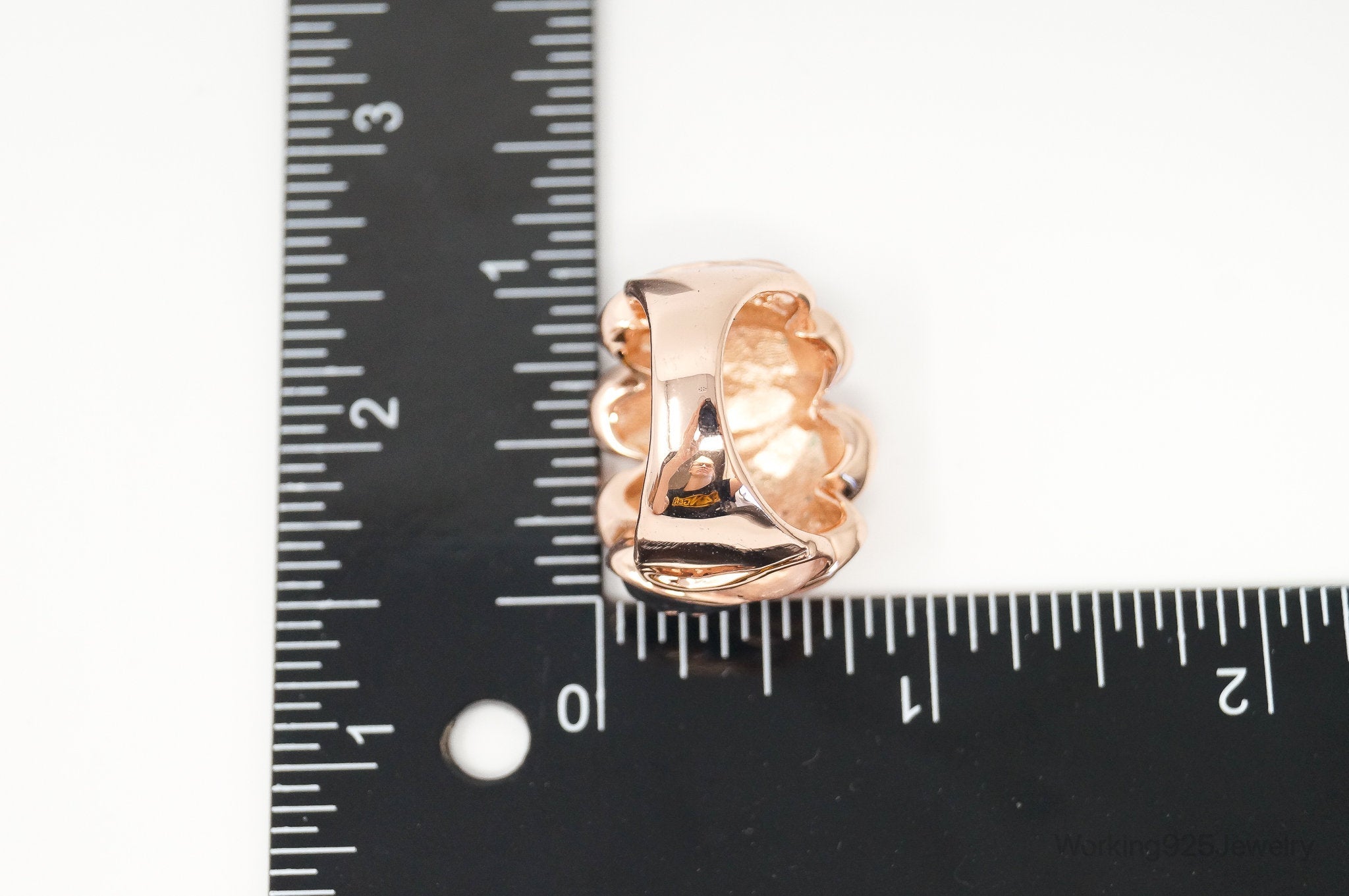 VTG Art Deco Style Rose Gold Enamel Statement Costume Ring Size 7.25