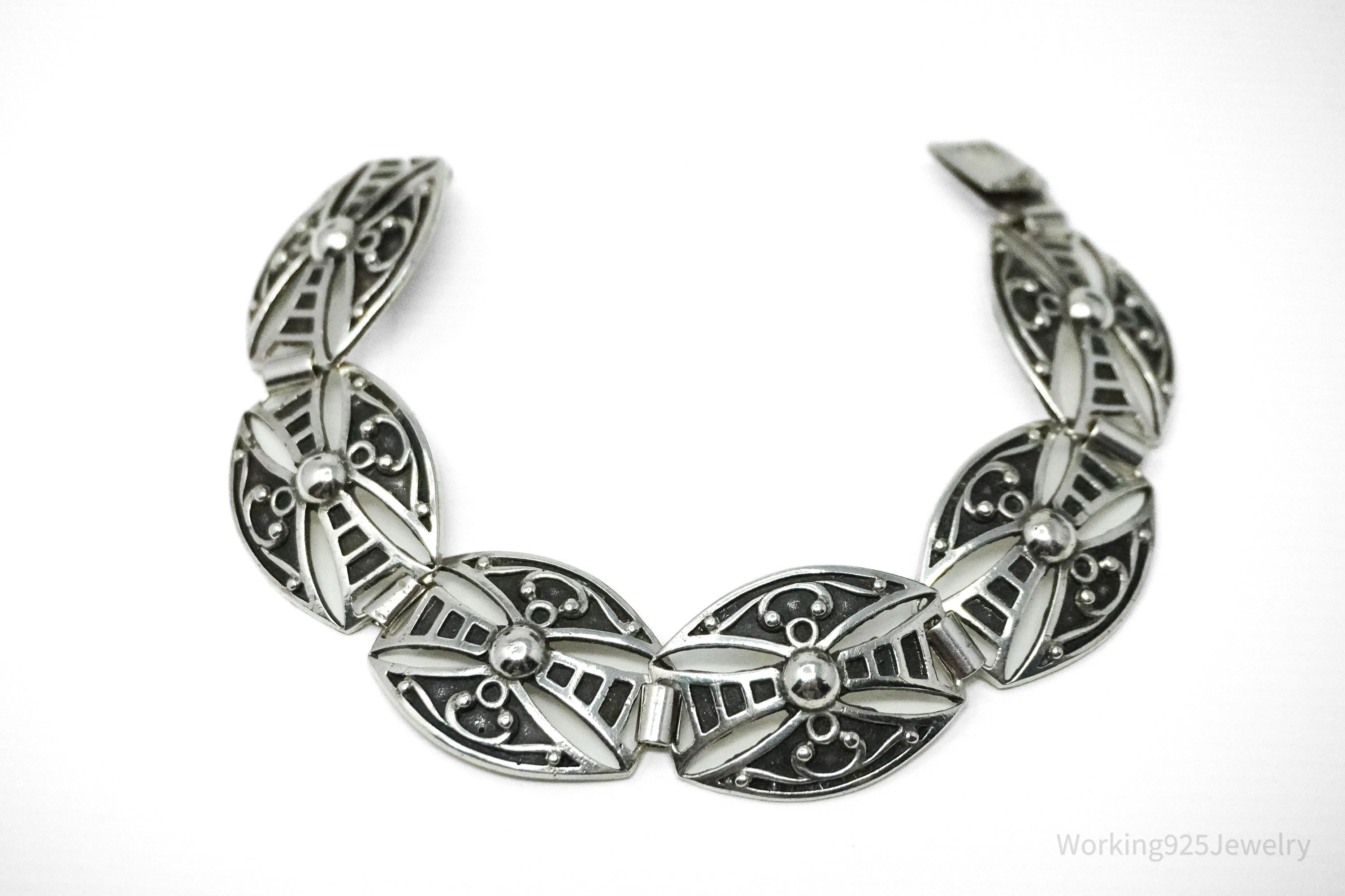 Vintage Dutch Modernist Silver Bracelet - 6.5"