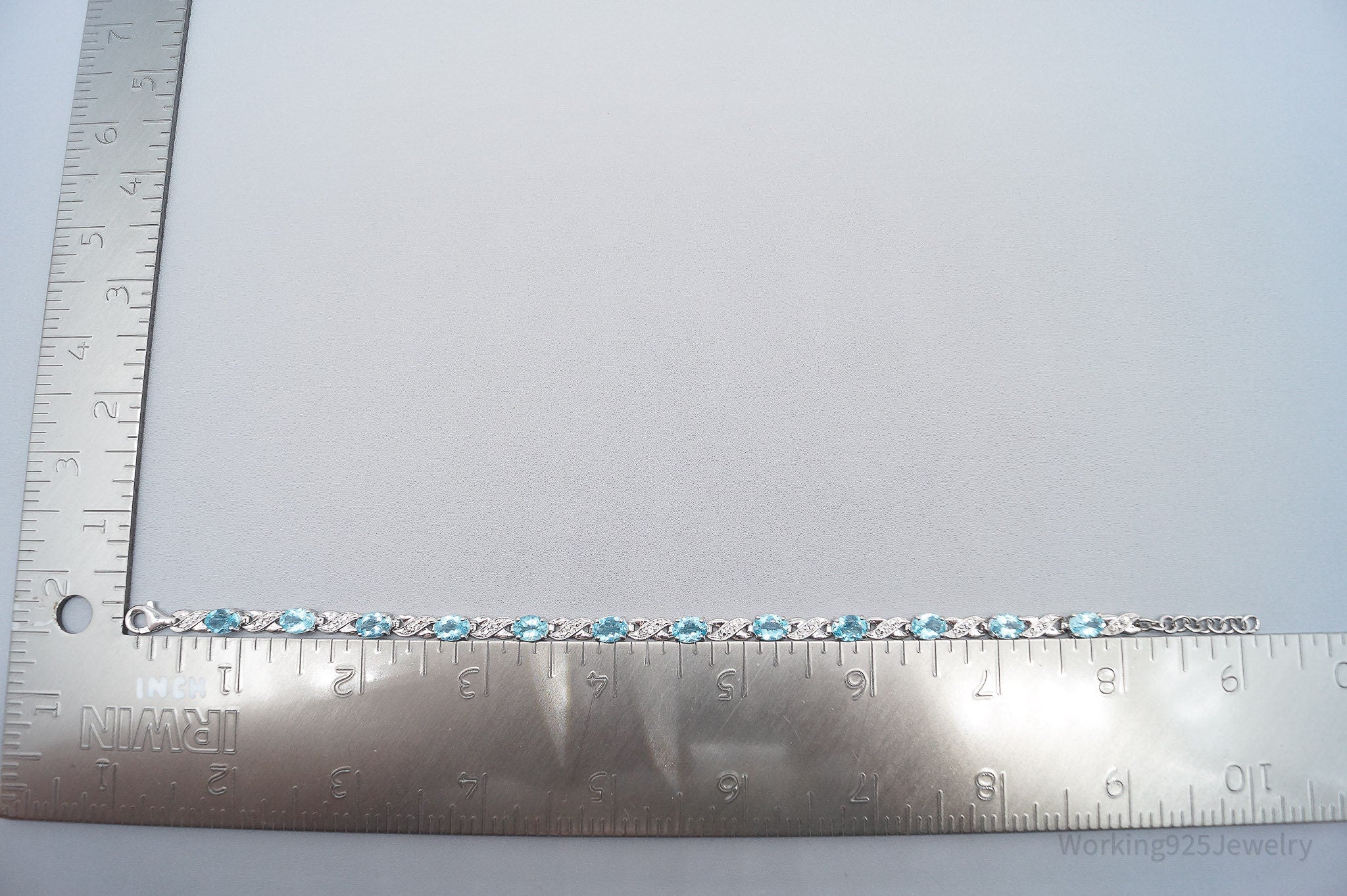 JTV TGGC Blue & White Topaz Sterling Silver Bracelet / Anklet