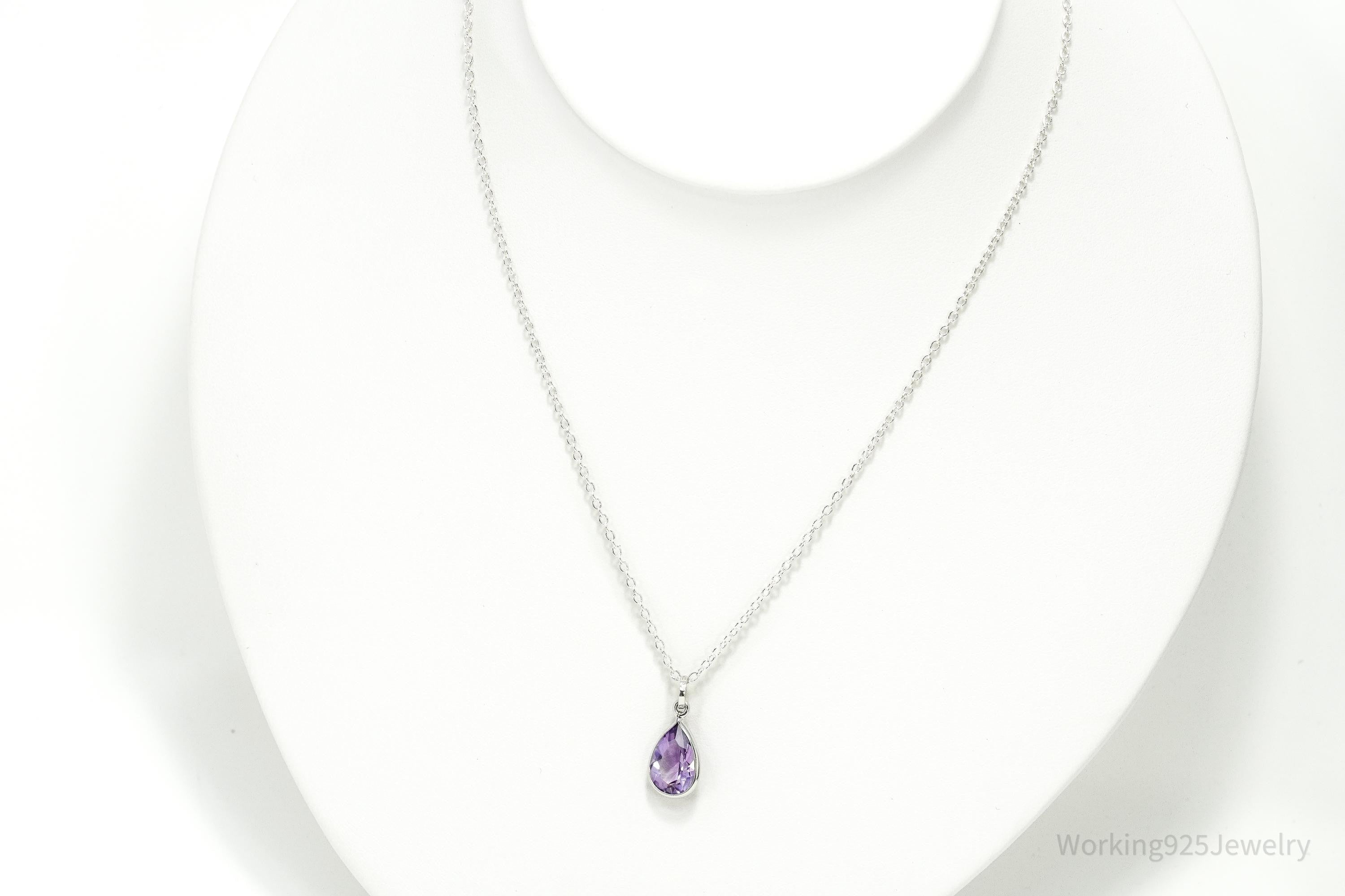 Vintage Purple Amethyst Sterling Silver Chain Necklace 18"