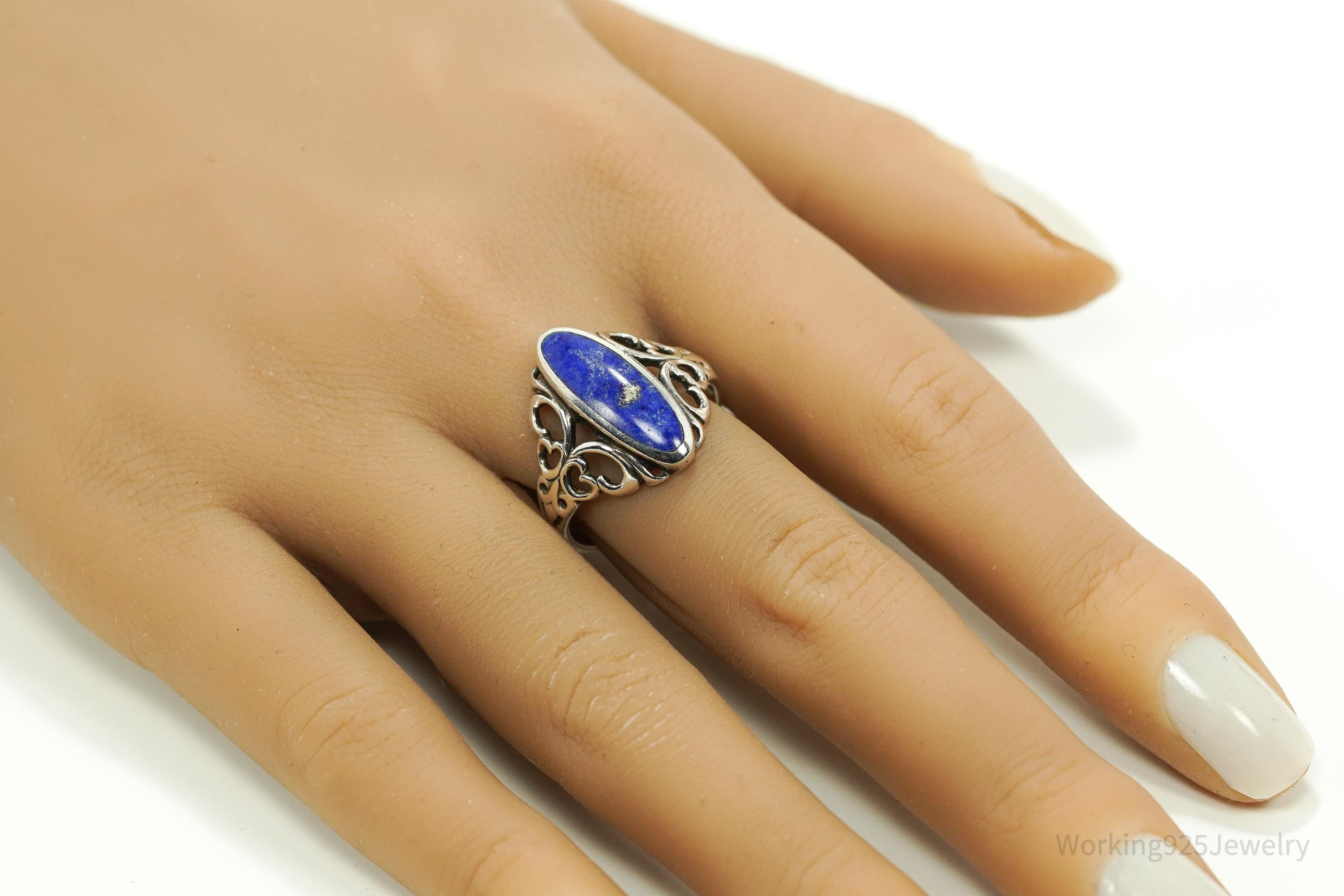 Vintage Designer Kabana Lapis Lazuli Sterling Silver Ring - Size 9