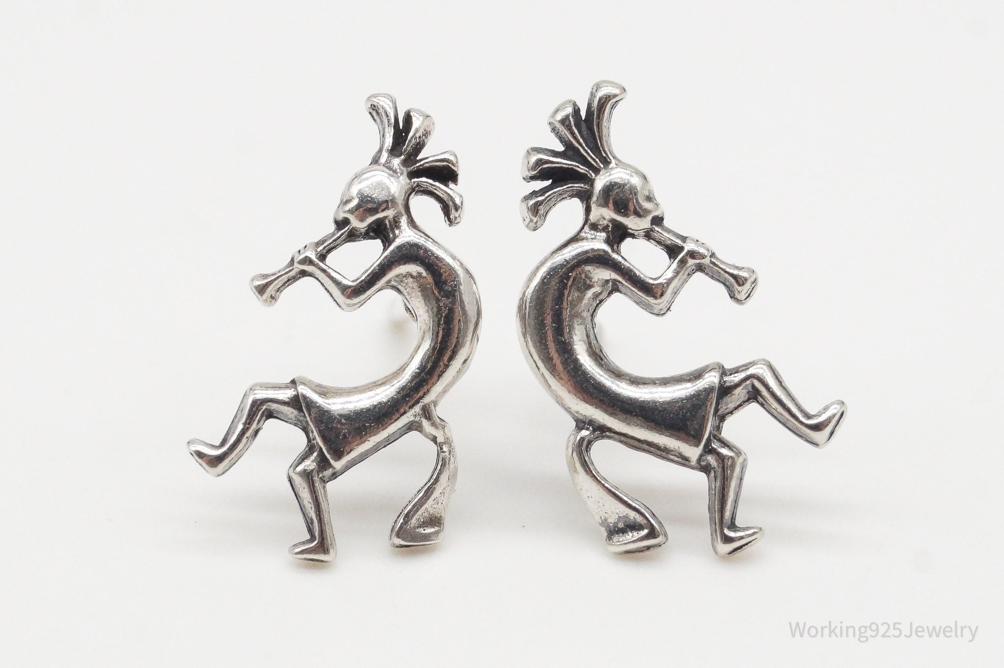 Vintage Native American Dancing Kokopelli Sterling Silver Earrings