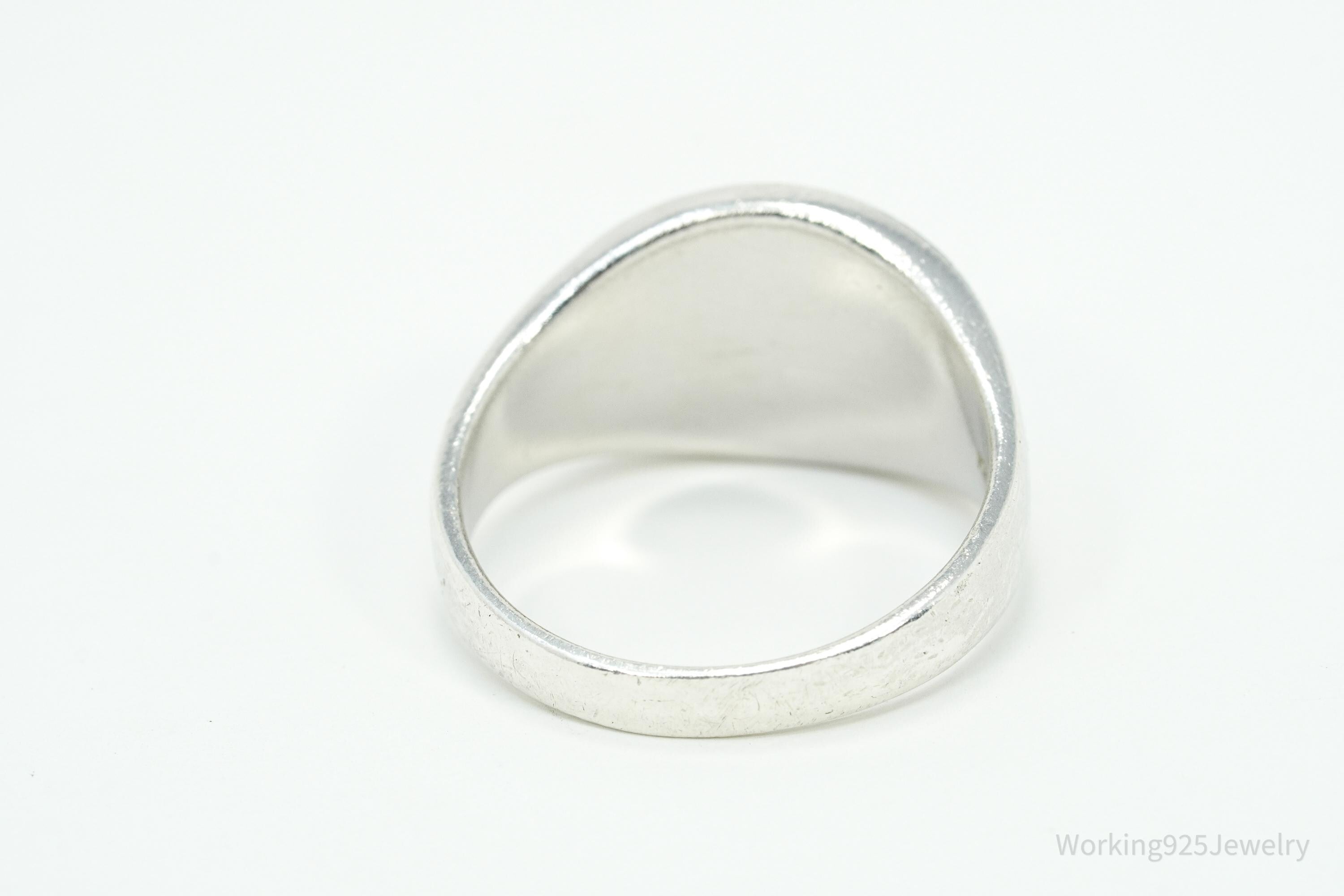 Vintage Pink Mother Of Pearl Inlay Sterling Silver Ring - Size 7.75