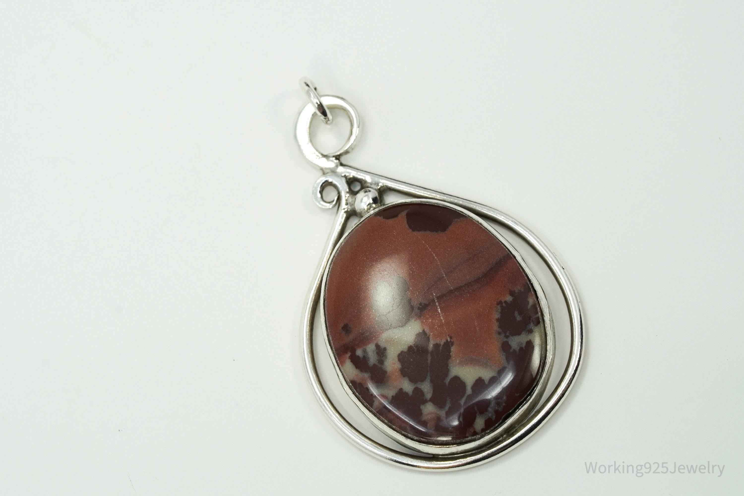 Vintage Jasper Sterling Silver Necklace Pendant