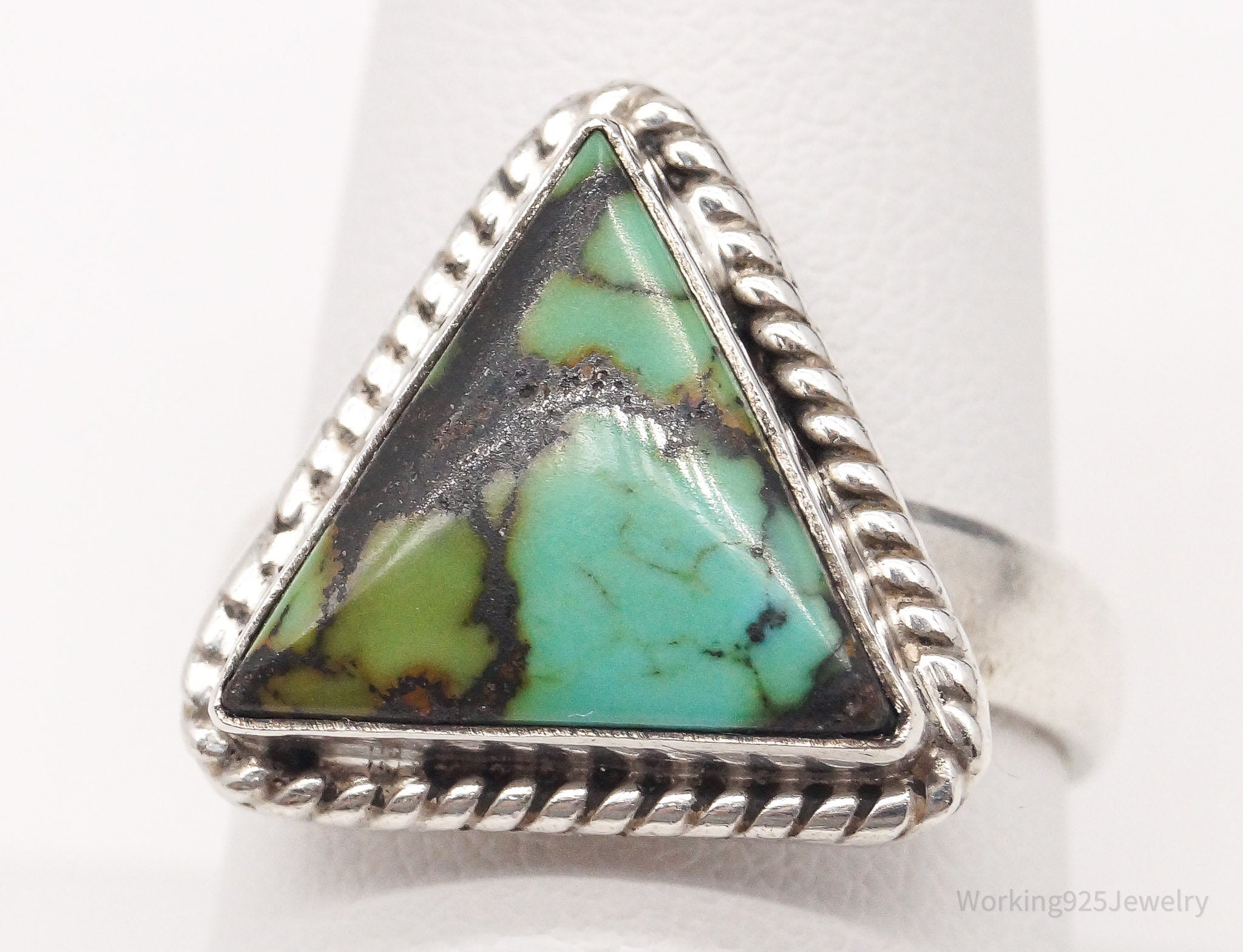 Vintage Native American Unsigned Turquoise Sterling Silver Ring - Size 8.75