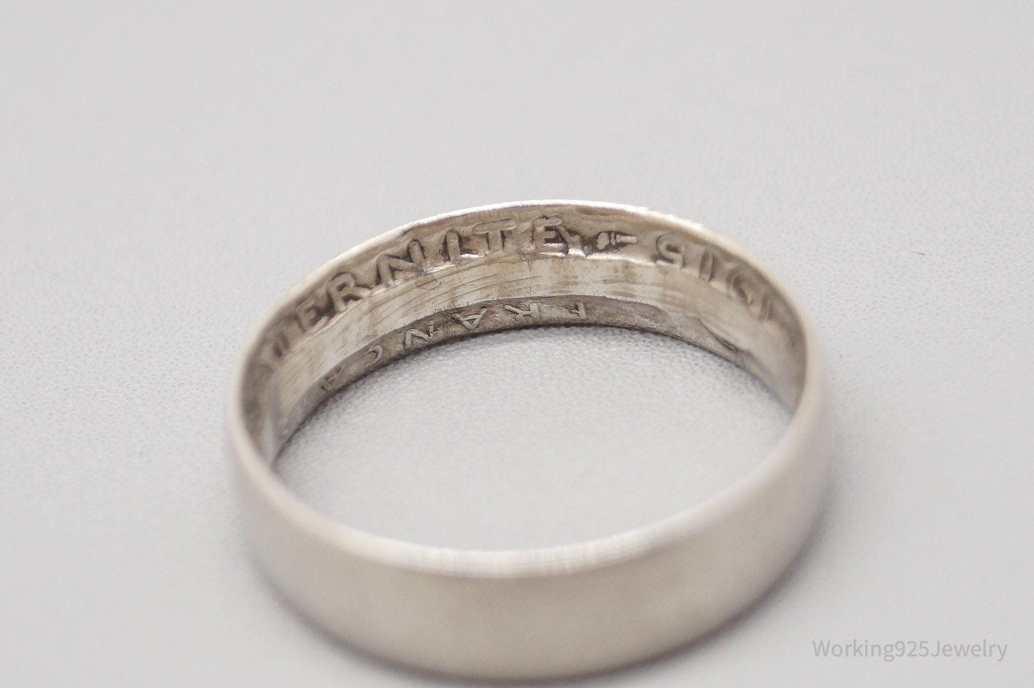 Antique 1915 2 Francs Silver Coin Turned Ring - Size 9.25