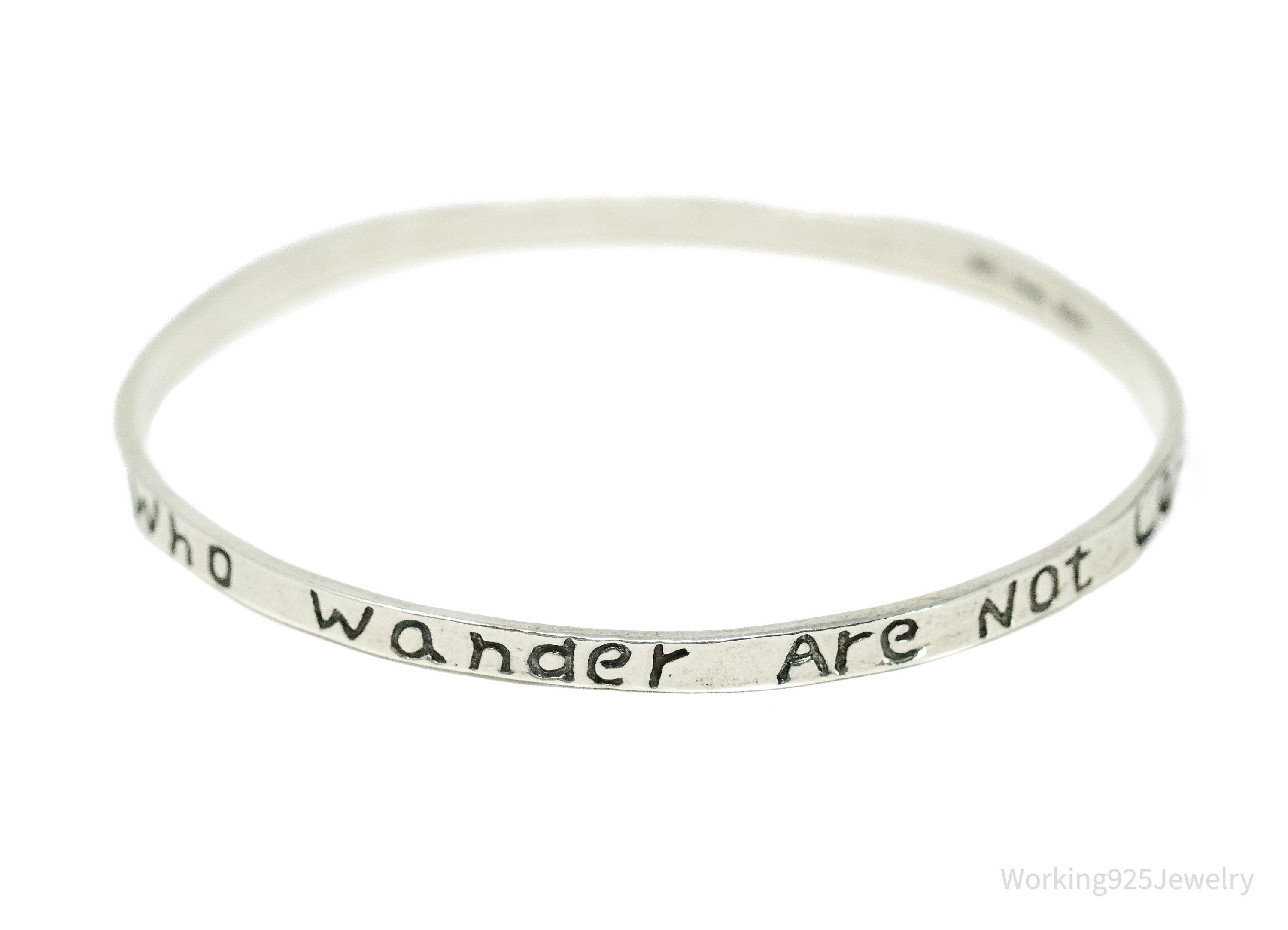 Vintage Didae "All Who Wander Are Not Lost" Sterling Silver Bracelet 7 5/8"