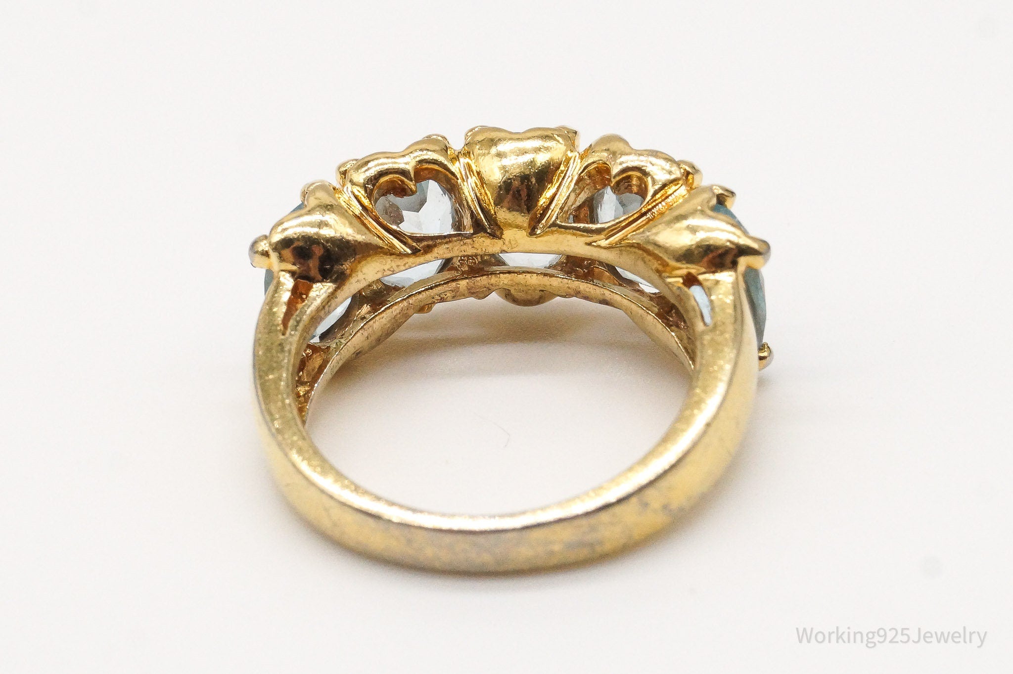 Vintage Blue Topaz Gold Vermeil Sterling Silver Ring - Size 5