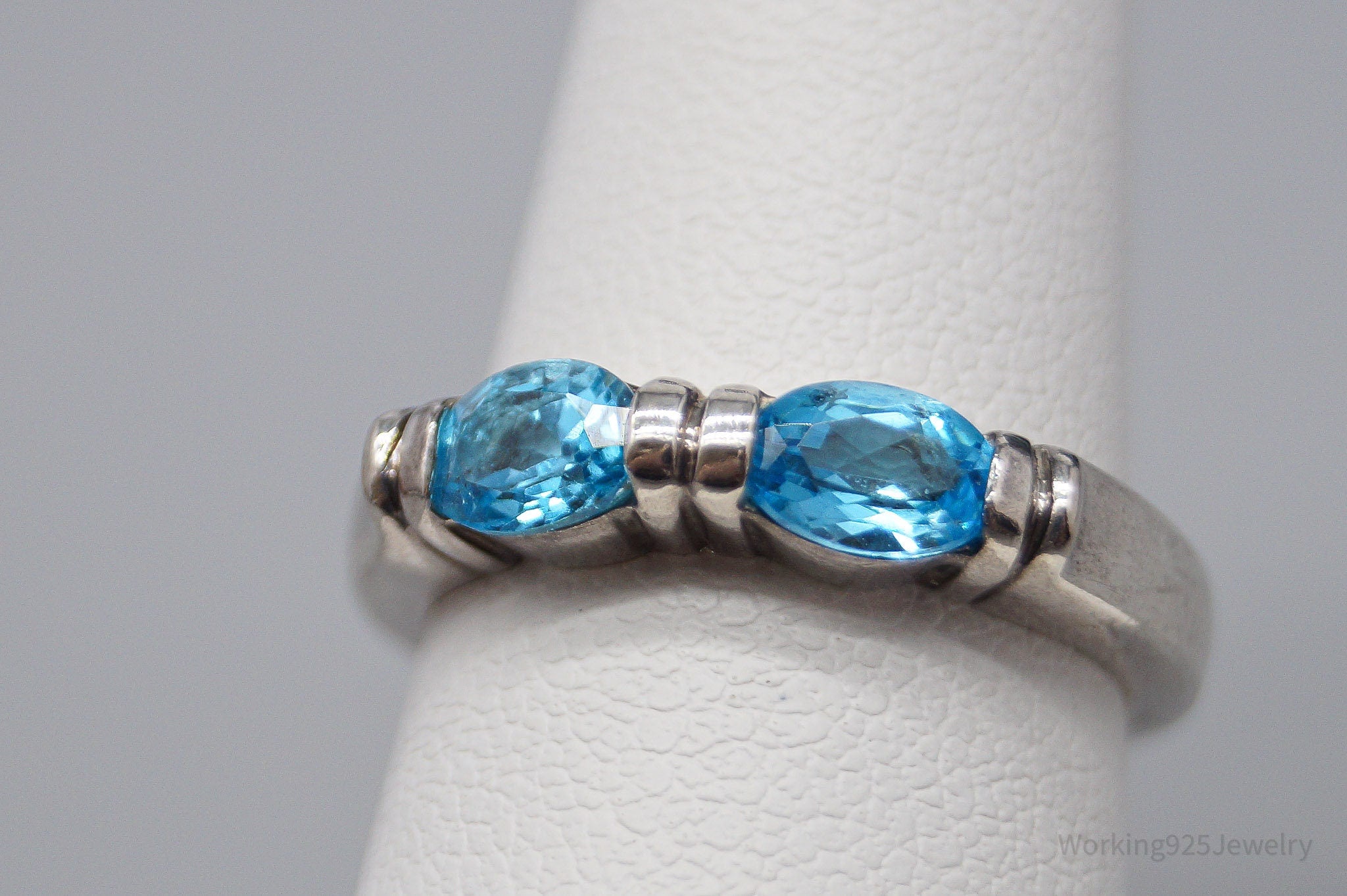 Vintage Blue Topaz Sterling Silver Ring - Size 6