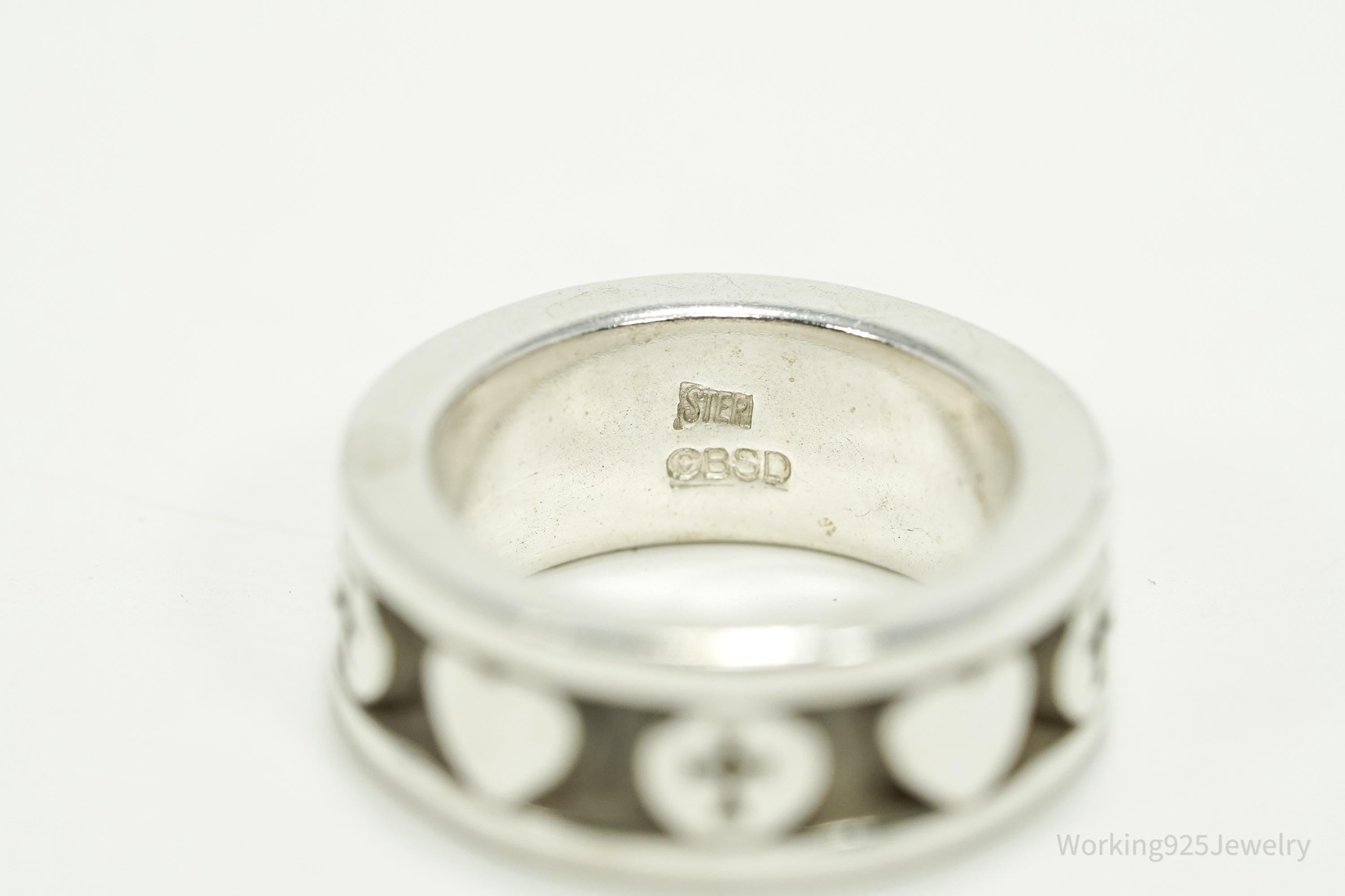 Vintage BSD Hearts & Crosses Sterling Silver Ring - Size 6