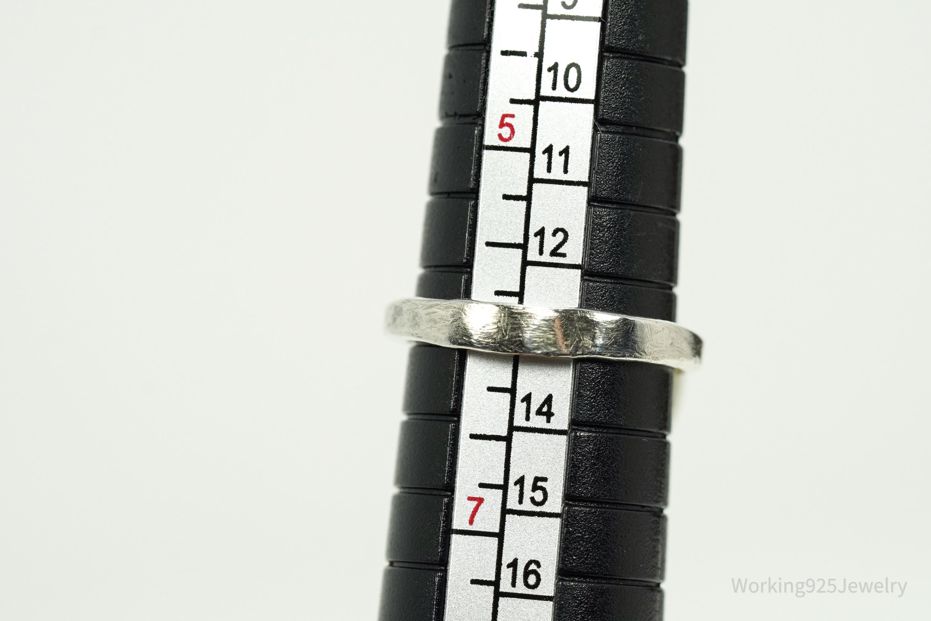 Vintage Lace Agate Silver Ring - Size 6