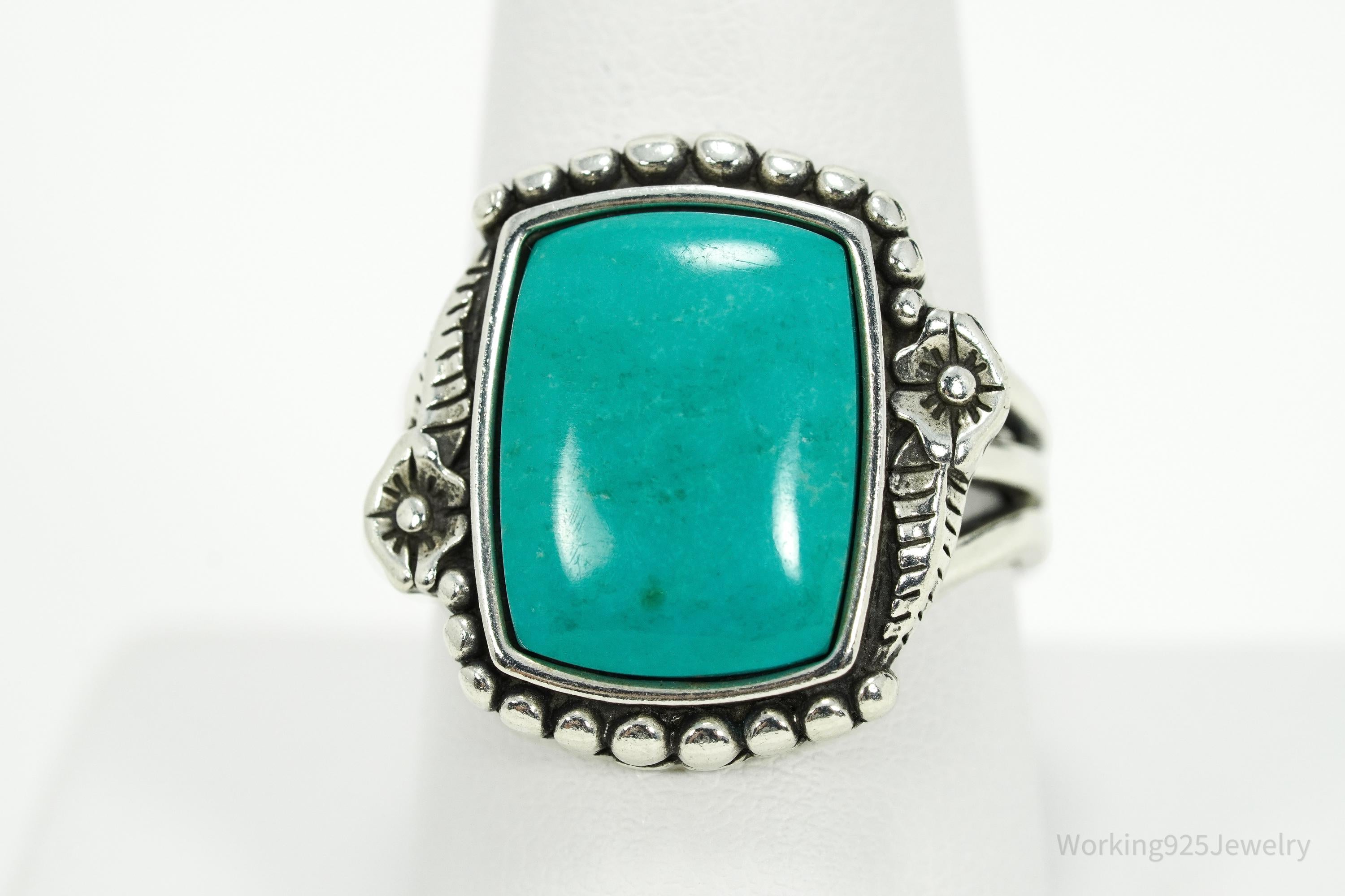Vintage Native WJ Waldeck Johnson Turquoise Sterling Silver Ring Size 9