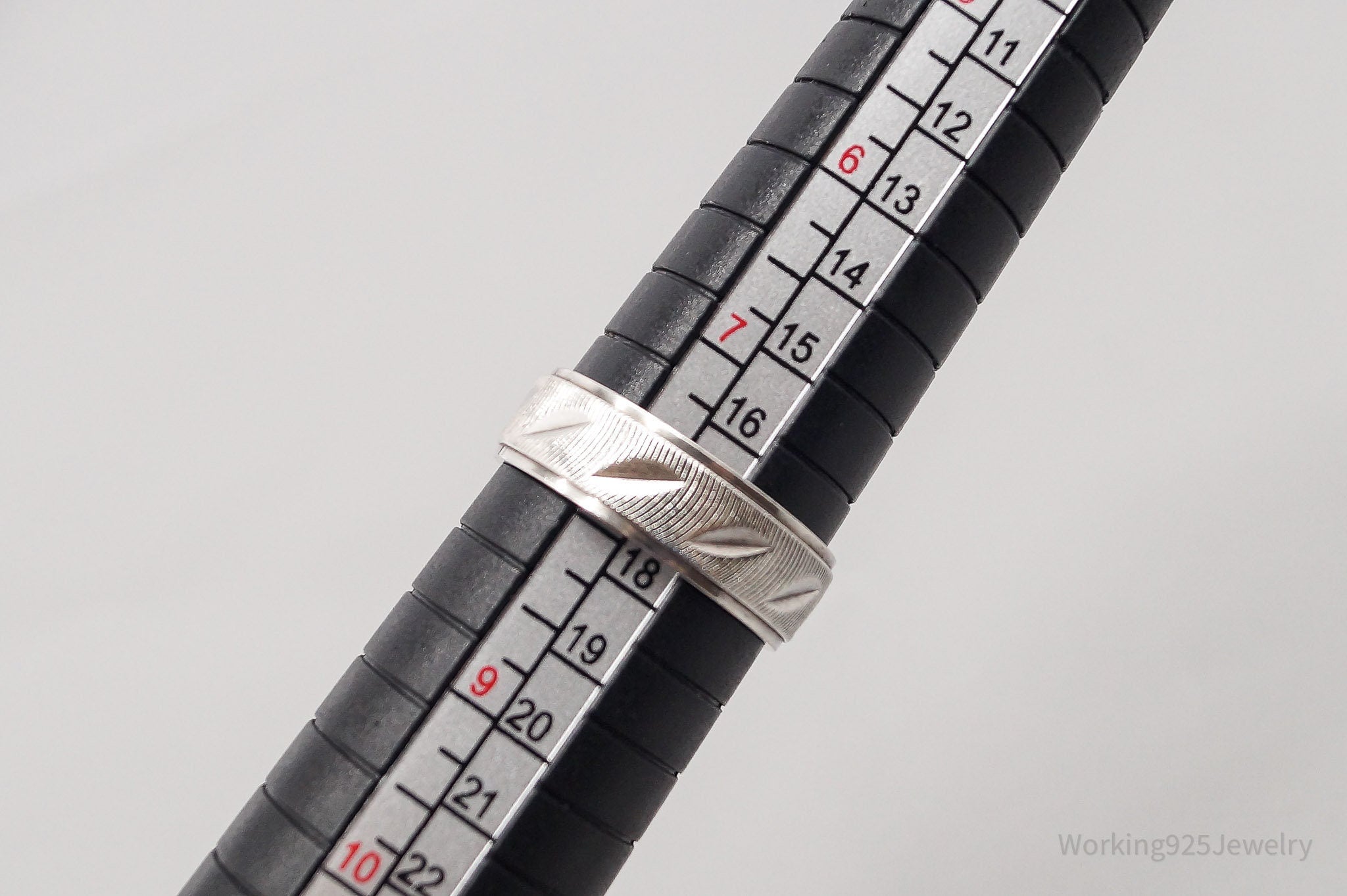 Vintage Italian Art Deco Style Sterling Silver Band Ring - Size 7.75