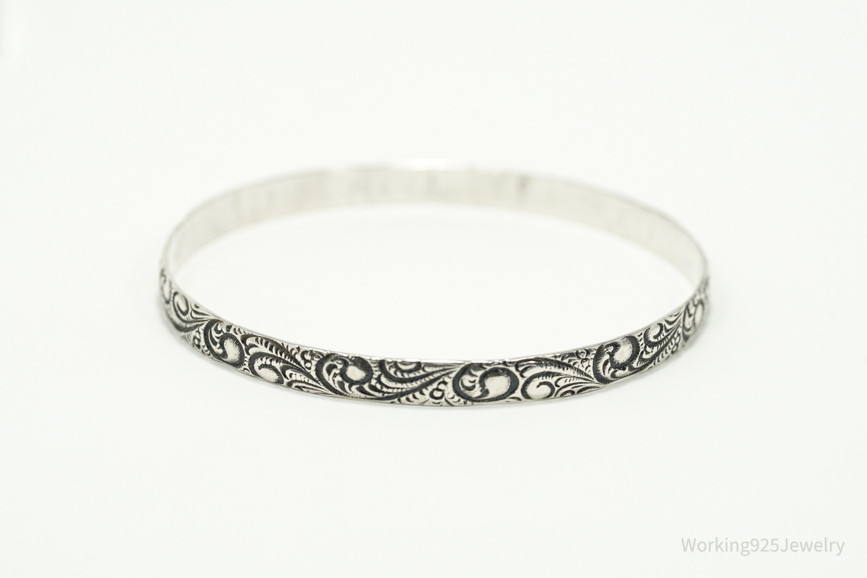 Antique Designer Danecraft Art Deco Pattern Sterling Silver Bracelet 8"