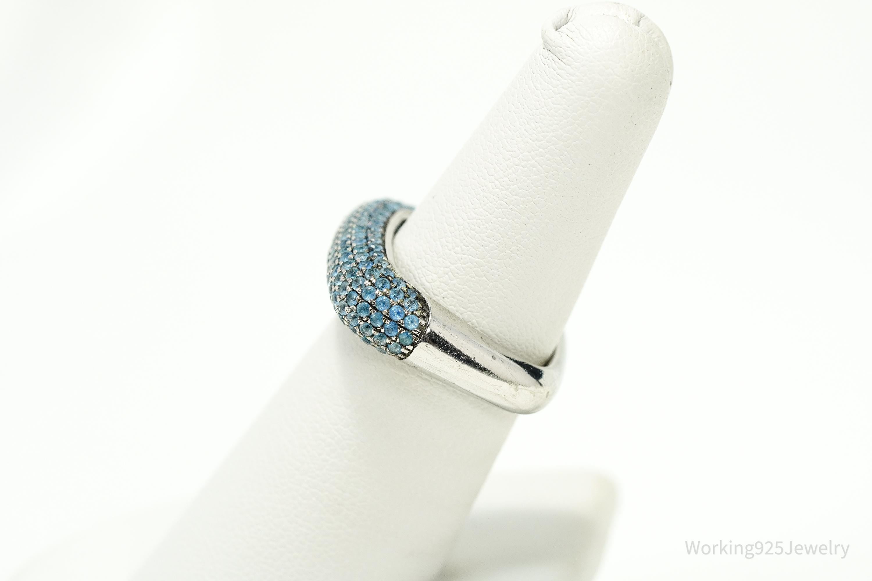 Vintage Blue Topaz Sterling Silver Ring - Size 6.25