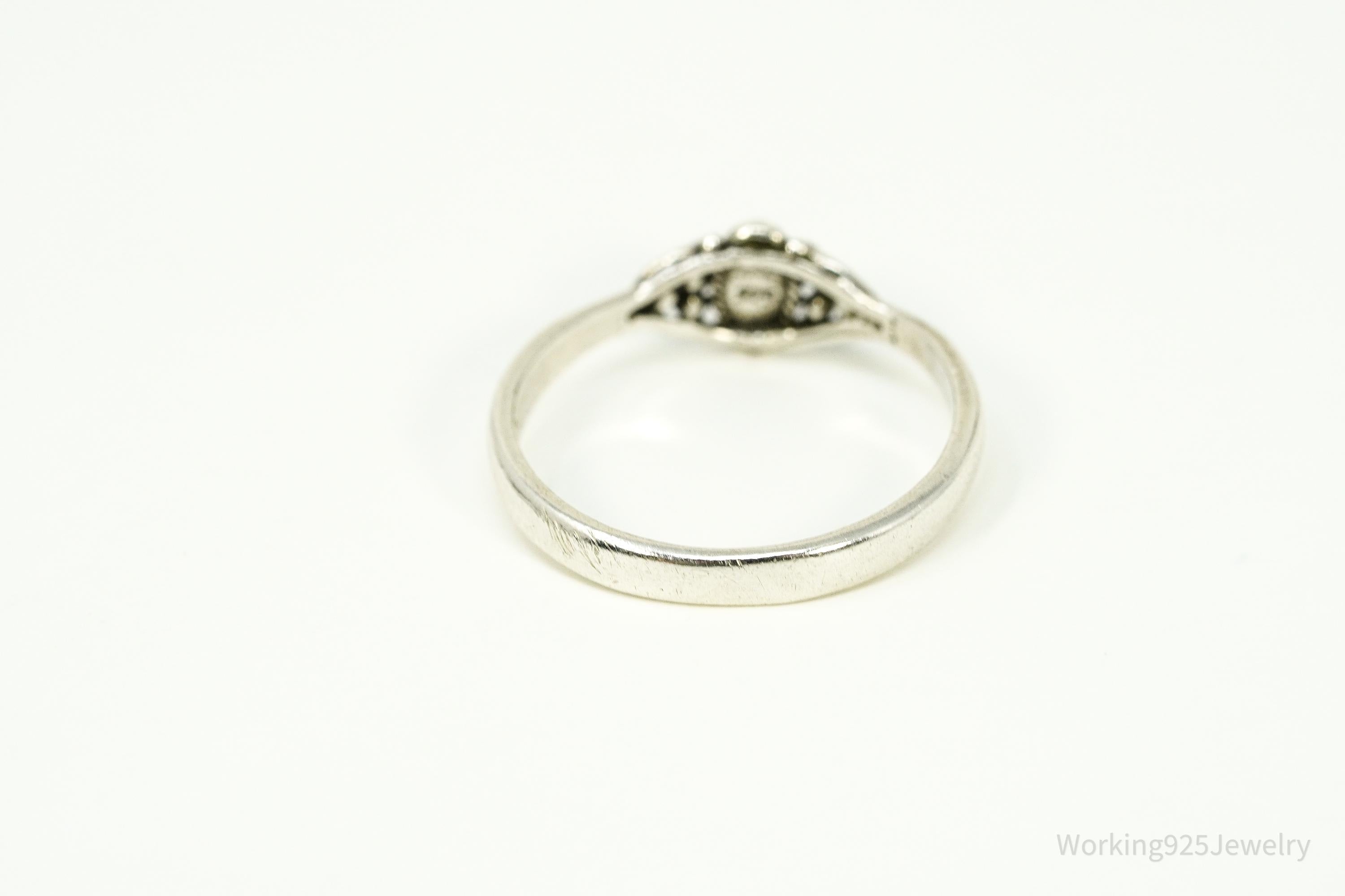 Vintage Black Onyx Sterling Silver Ring - Size 7.75