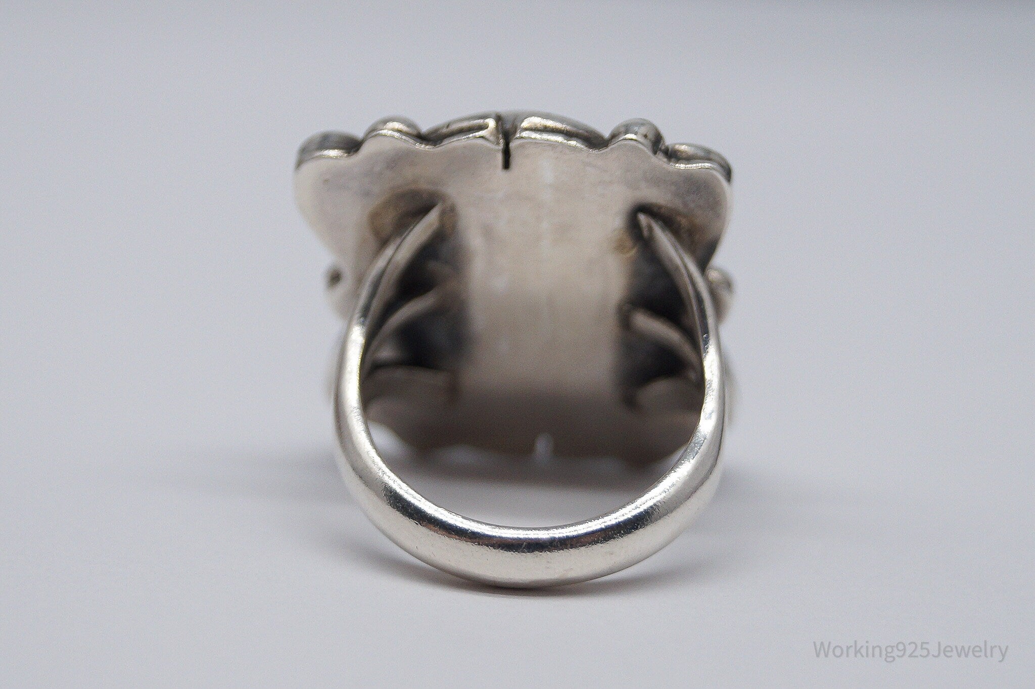 Vintage Handmade Native American Turquoise Unsigned Silver Ring - Size 6.75