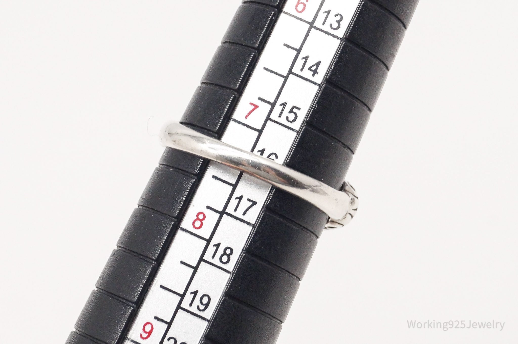 Vintage Blue Turquoise Scroll Swirl Sterling Silver Ring - Size 7.25