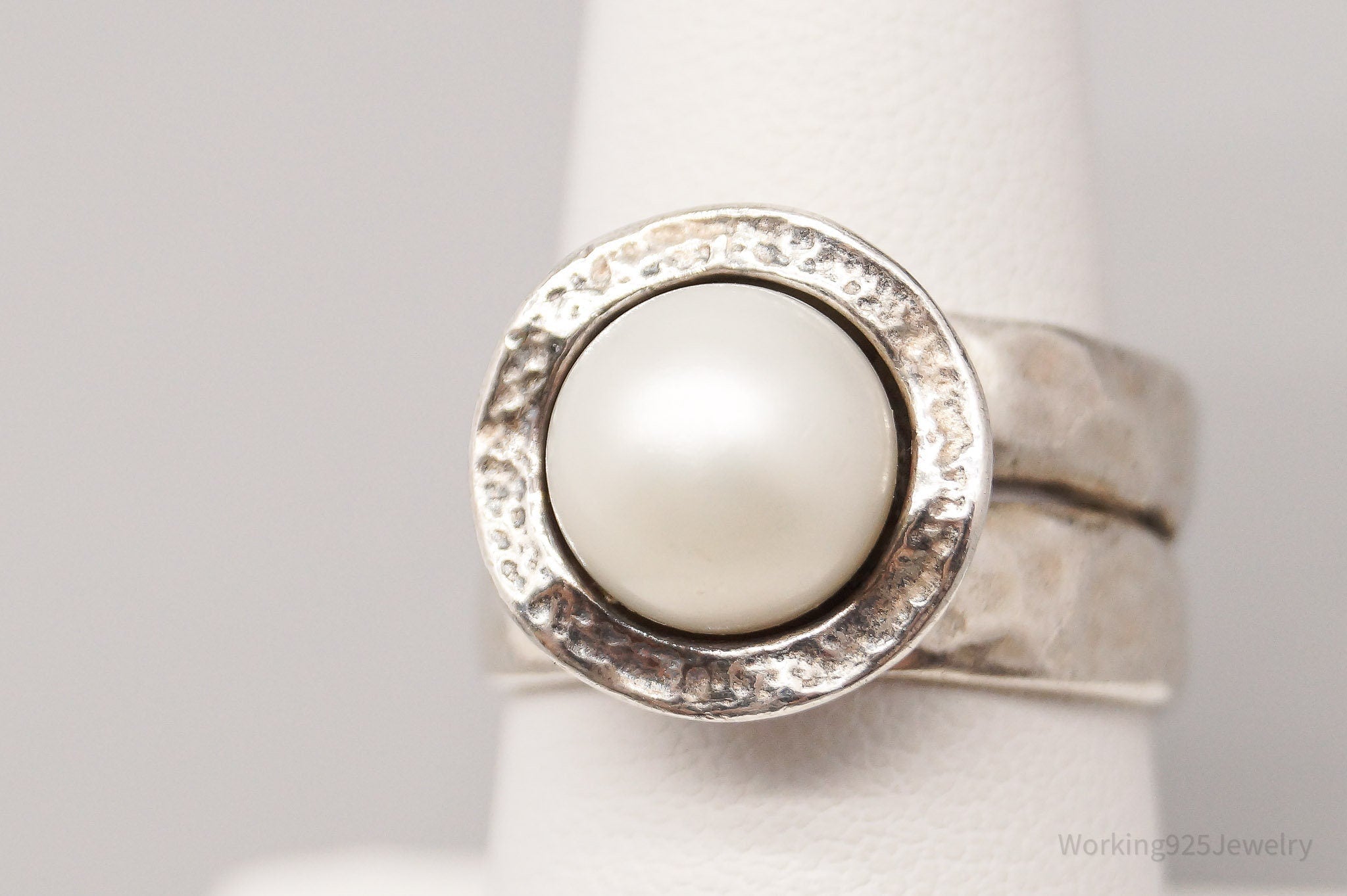 Vintage Shablool Didae Pearl Sterling Silver Ring - Size 8