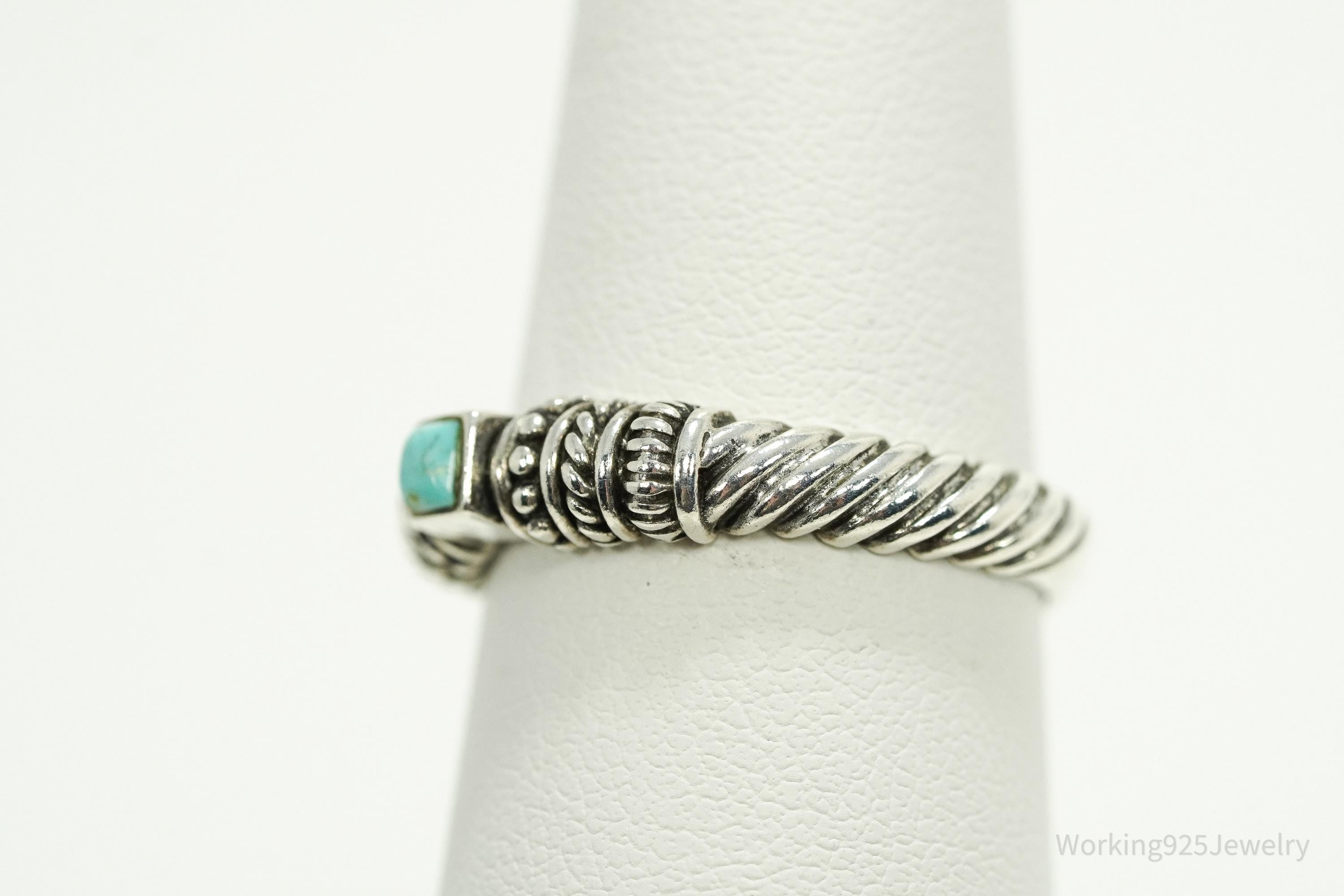 Vintage Turquoise Silver Ring - Size 7.5