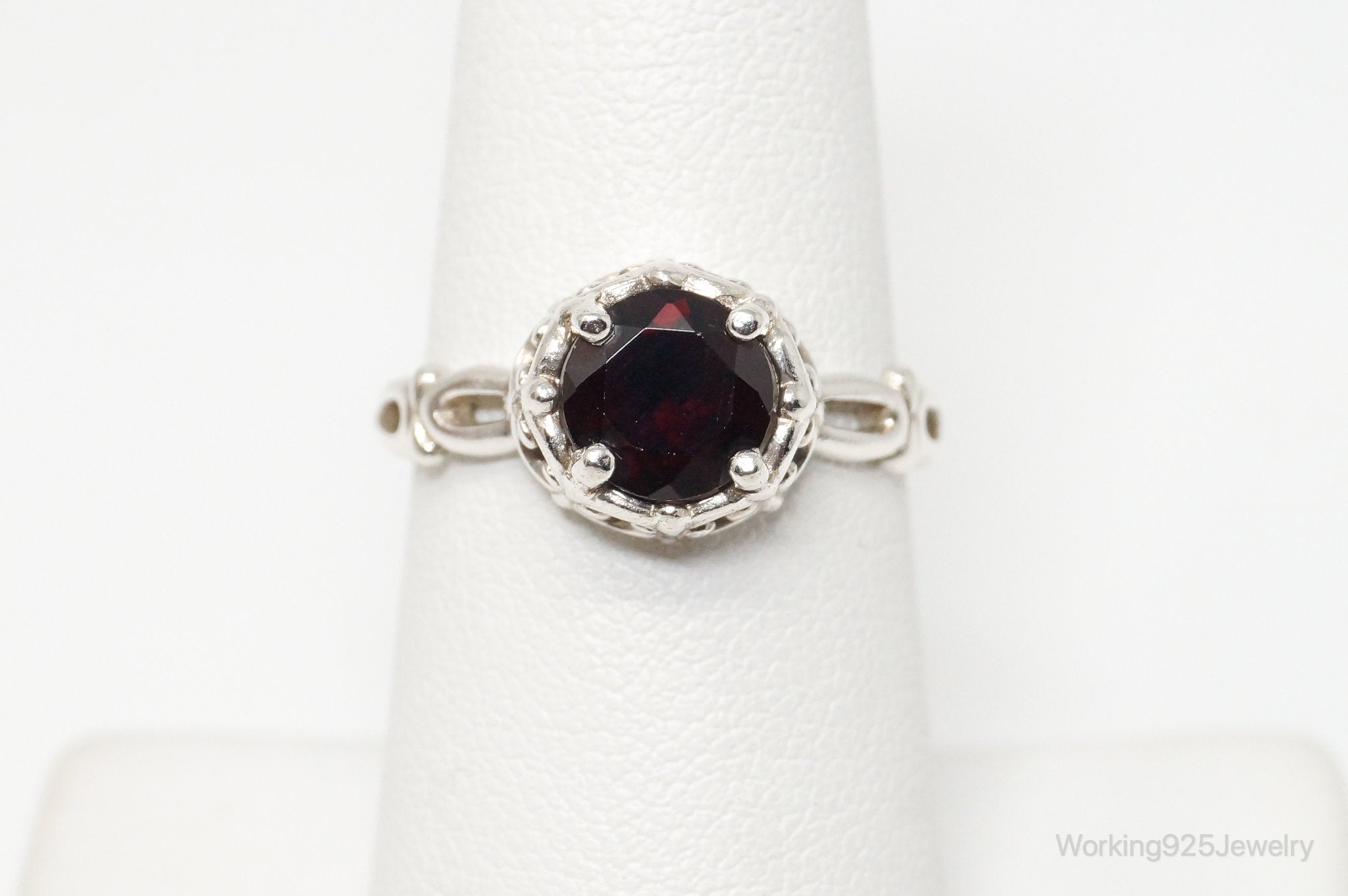 Vintage Designer Boma Garnet Sterling Silver Ring - SZ 7
