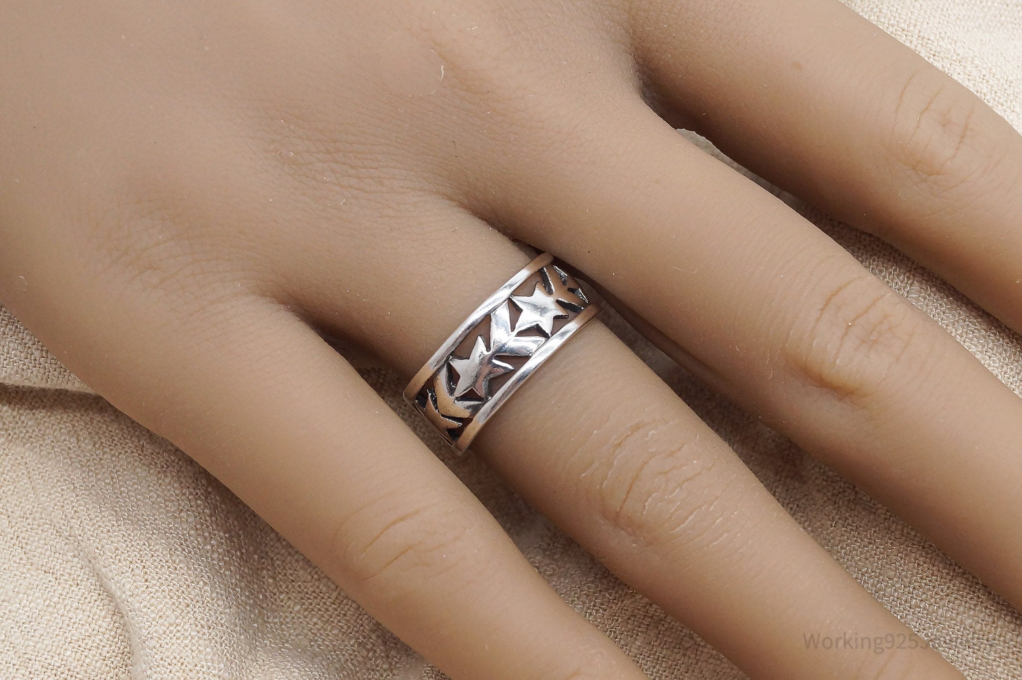 Vintage Boma Star Pattern Sterling Silver Band Ring - Size 7.25
