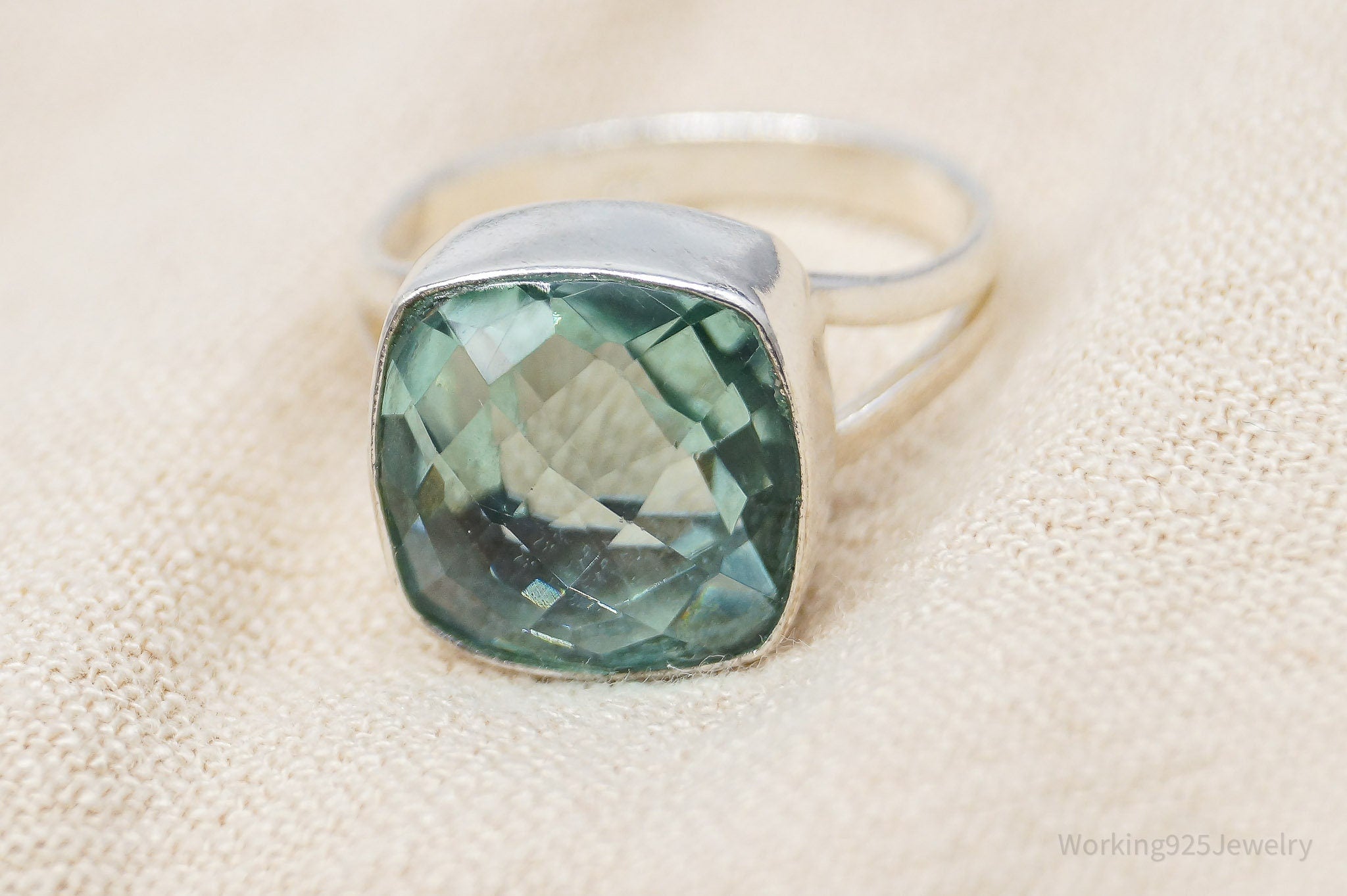 Vintage Teal Stone Sterling Silver Ring - Size 7.5