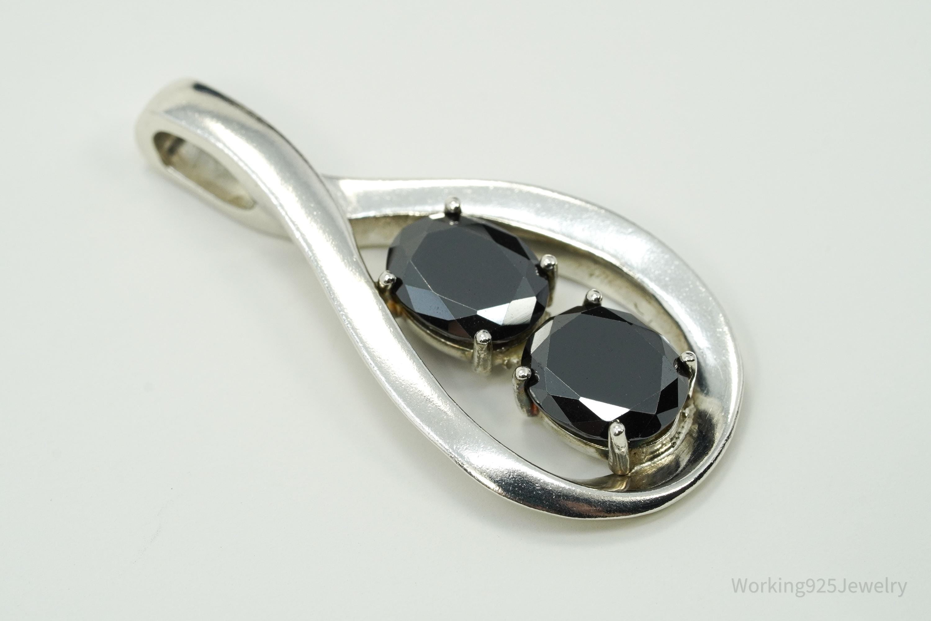 Vintage Hematite Sterling Silver Pendant