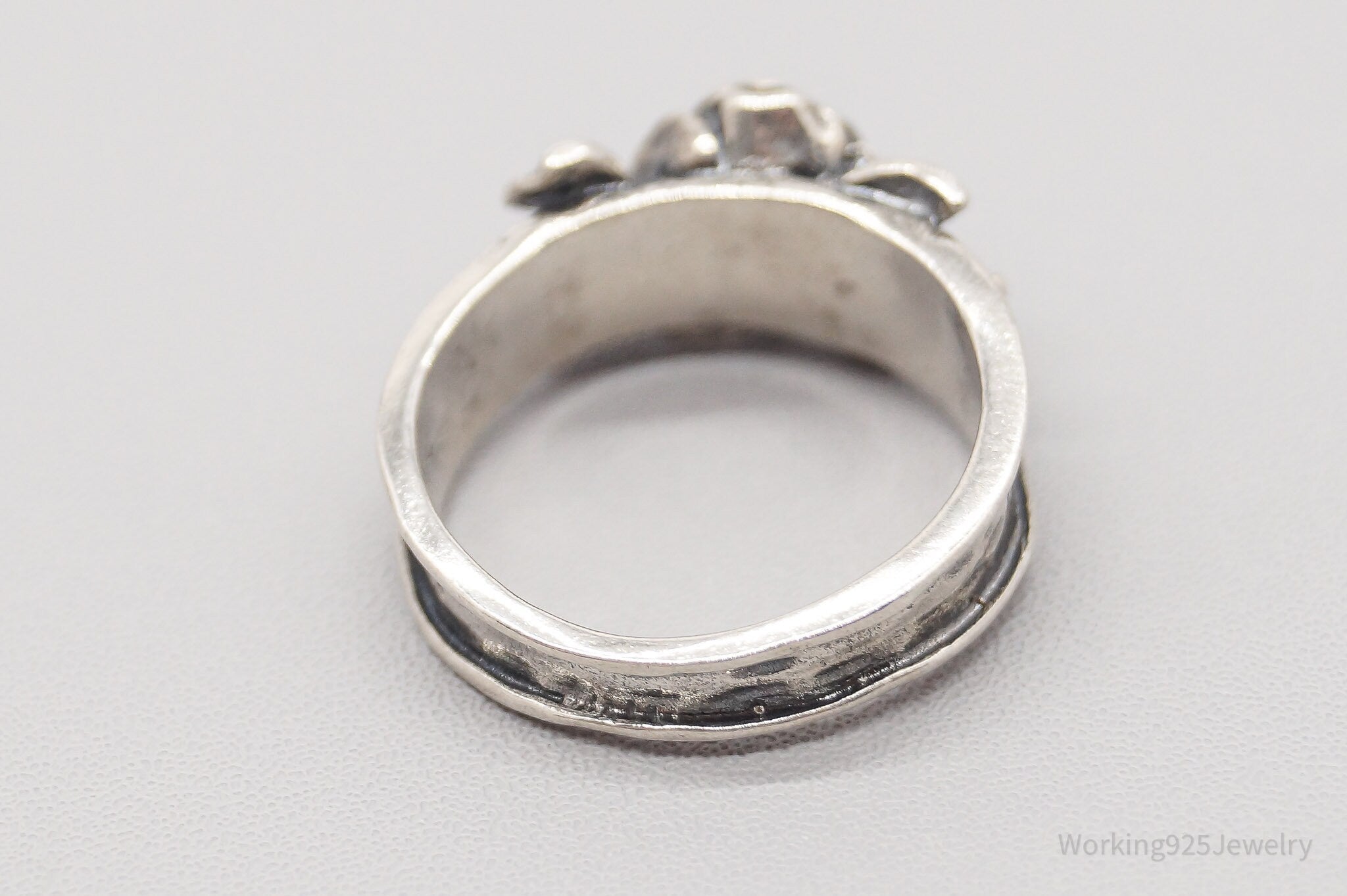 Vintage Israel Designer Paz PZ Rose Sterling Silver Band Ring - Size 5